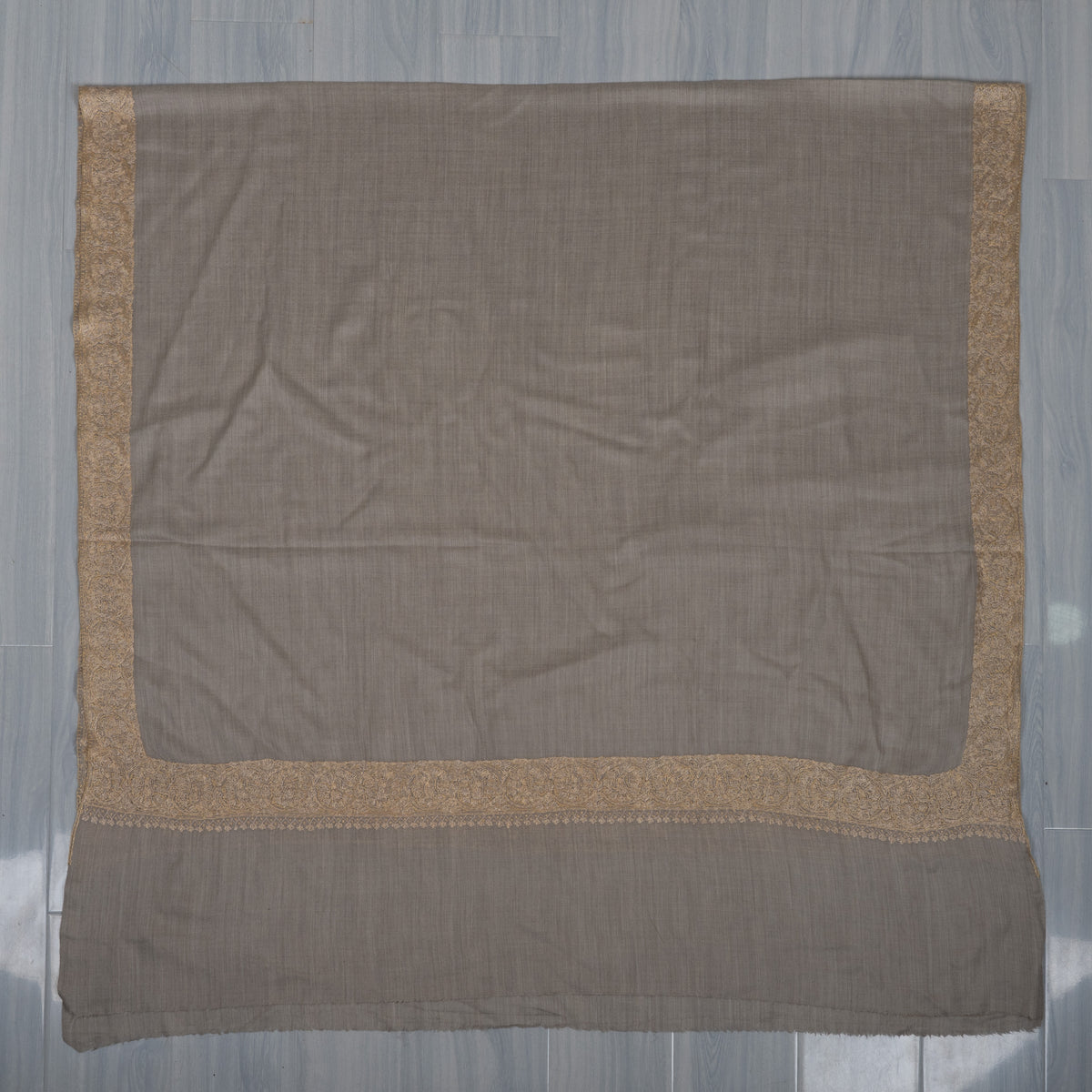 Silver Sand Classic: Merino wool 2.5 Yards Sozni Hand Embroidered