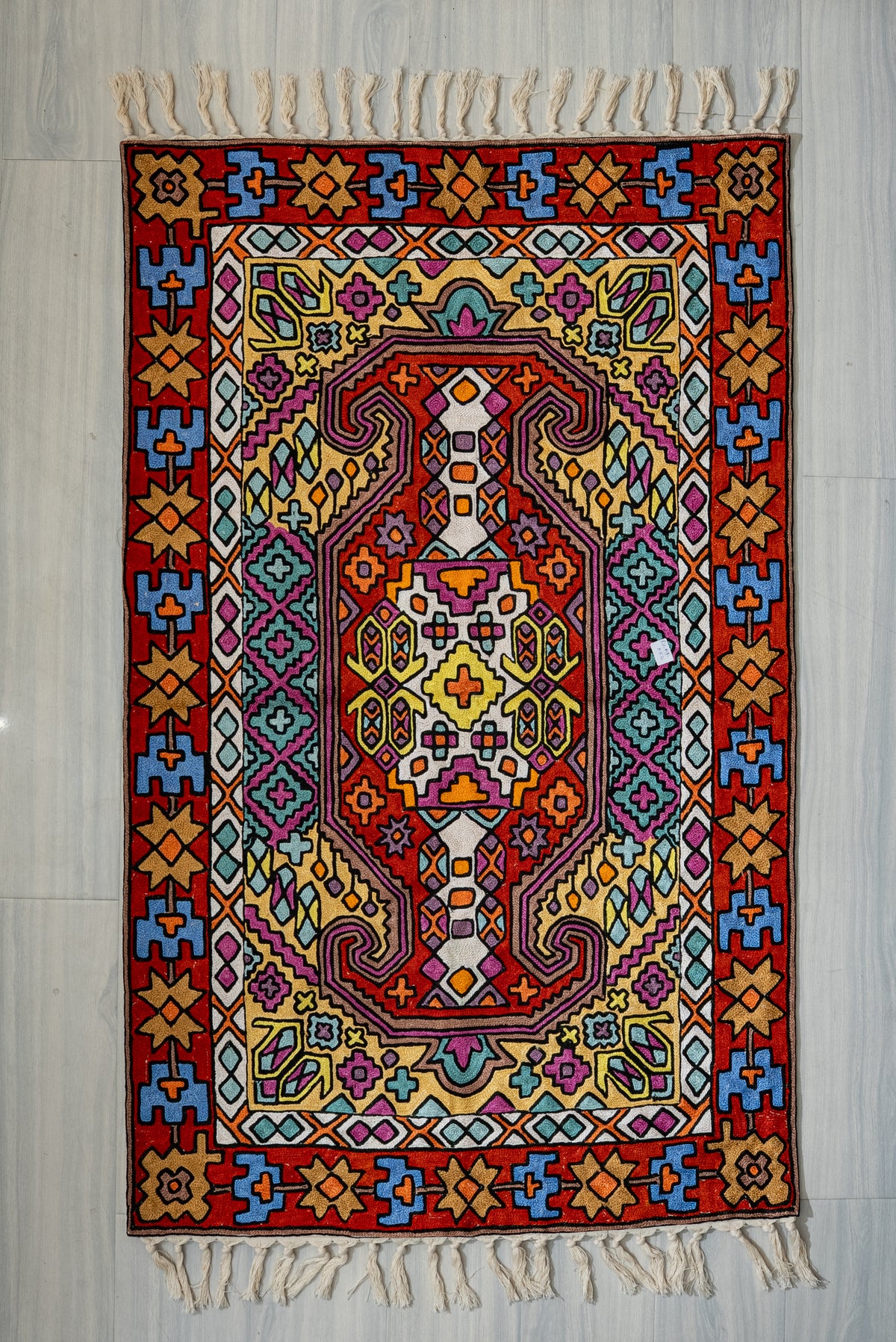 Heritage Mosaic Radiance: Hand Embroidered Jainimaz (Prayer Mat)