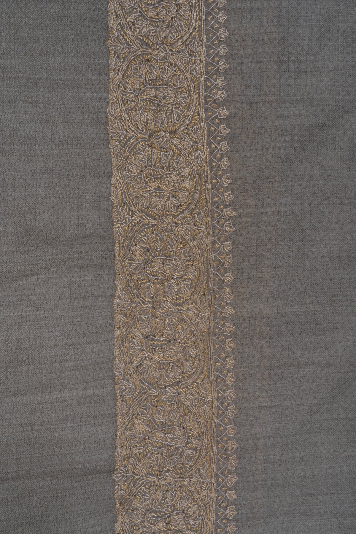 Silver Sand Classic: Merino wool 2.5 Yards Sozni Hand Embroidered