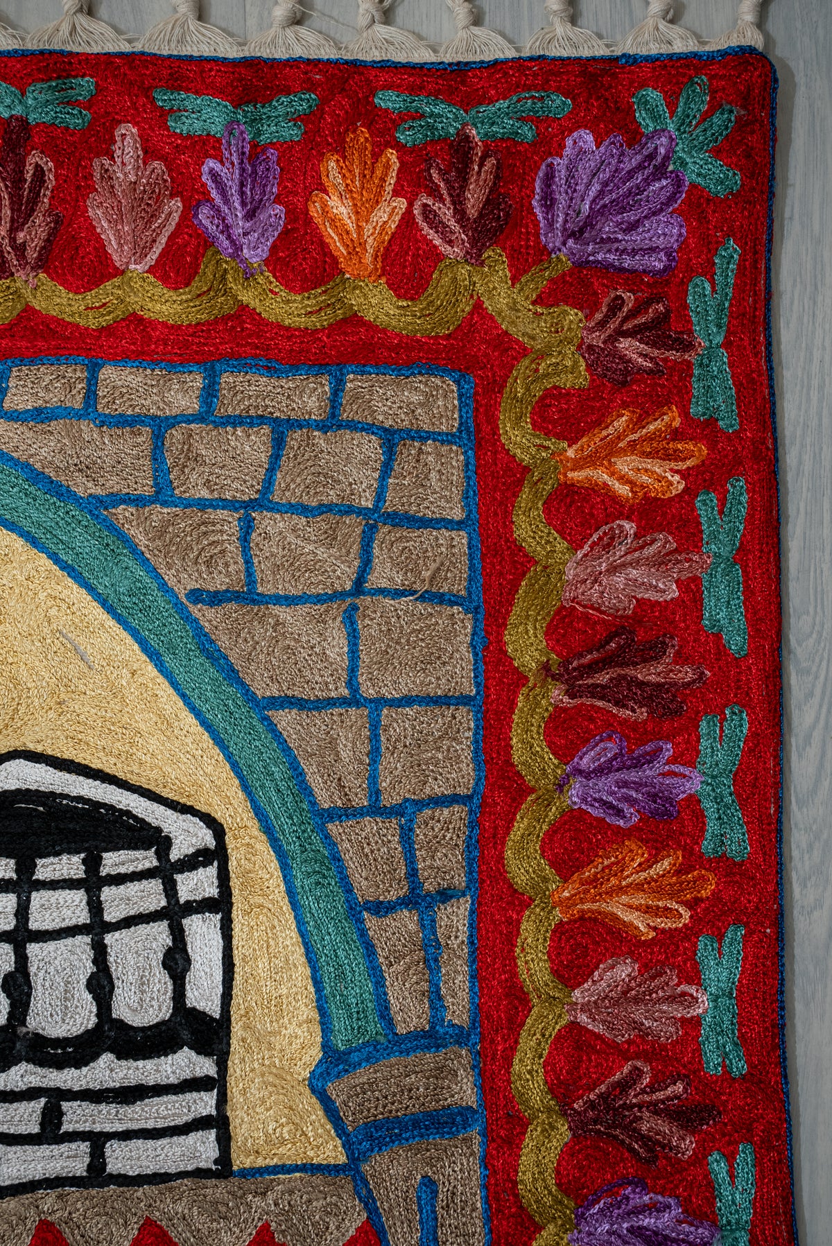 Golden Sanctuary Dual Dome: Hand Embroidered Jainimaz (Prayer Mat)