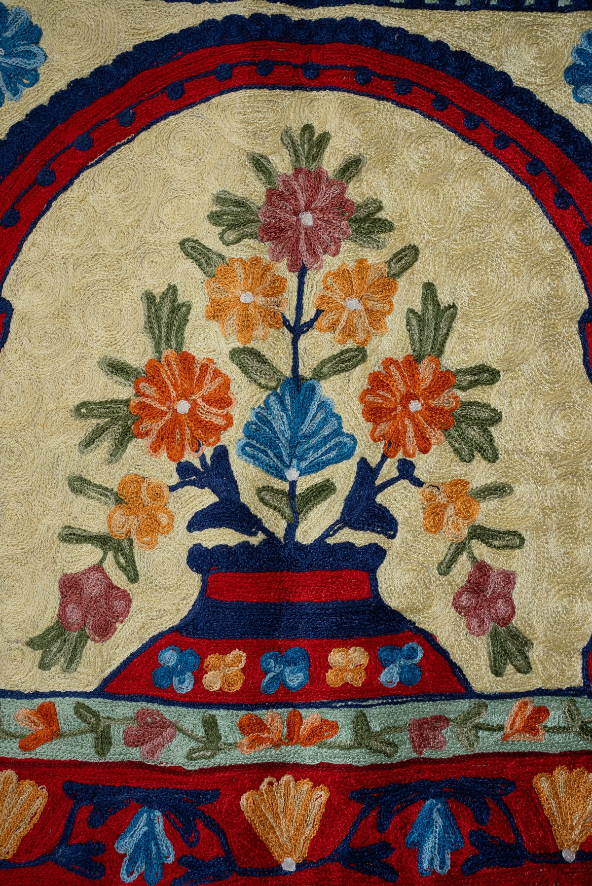 Midnight Minaret Bloom: Hand Embroidered Jainimaz (Prayer Mat)