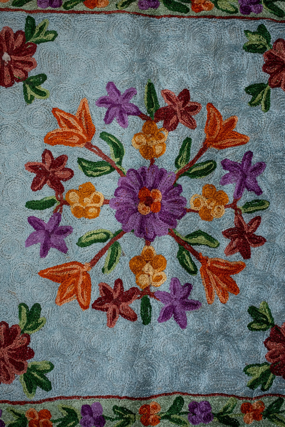 Midnight Floral Dome Grace: Hand Embroidered Jainimaz (Prayer Mat)