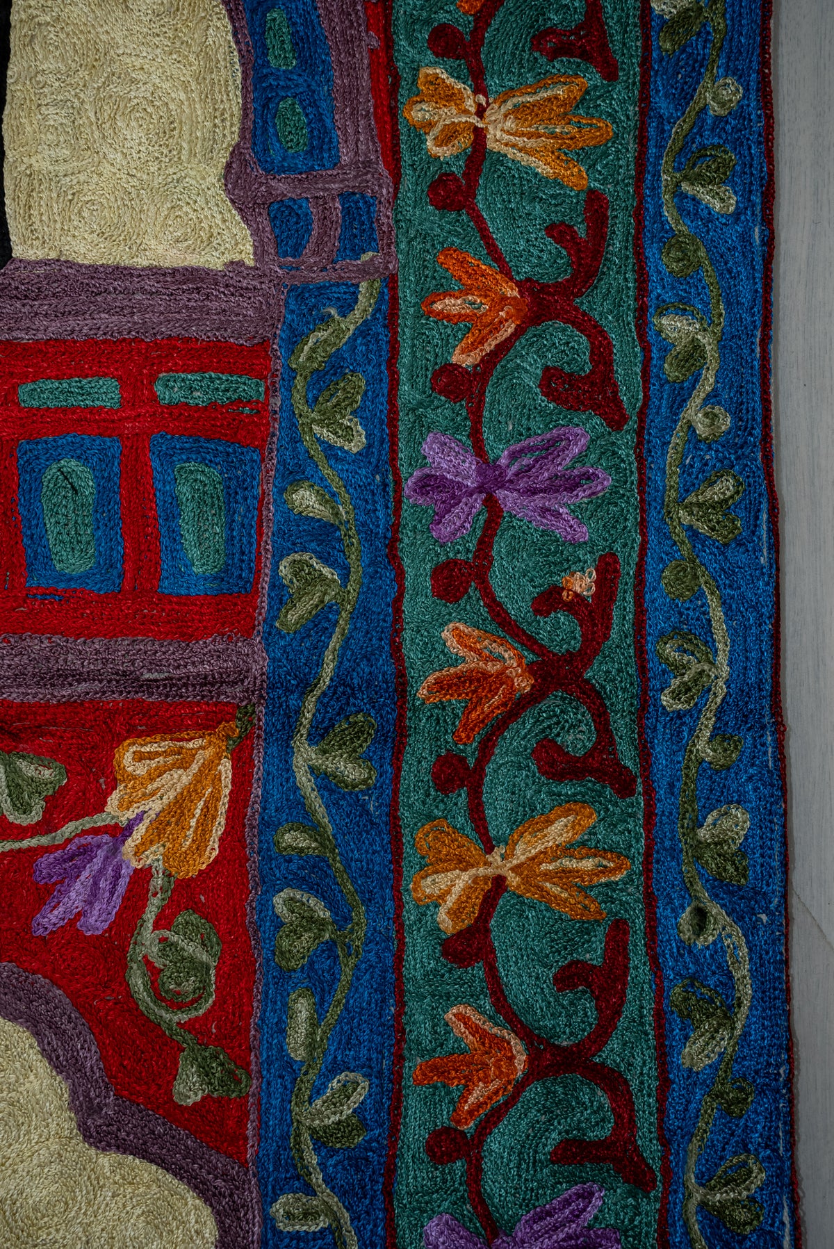 Emerald Arch Blossom: Hand Embroidered Jainimaz (Prayer Mat)