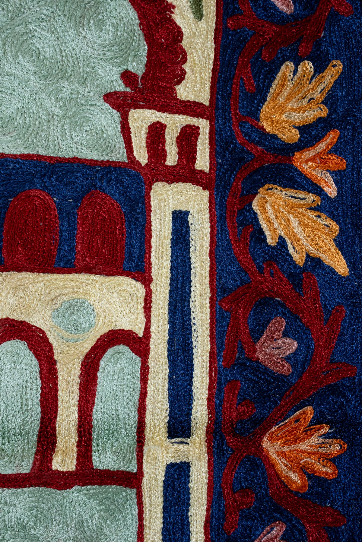 Royal Garden Dome: Hand Embroidered Jainimaz (Prayer Mat)