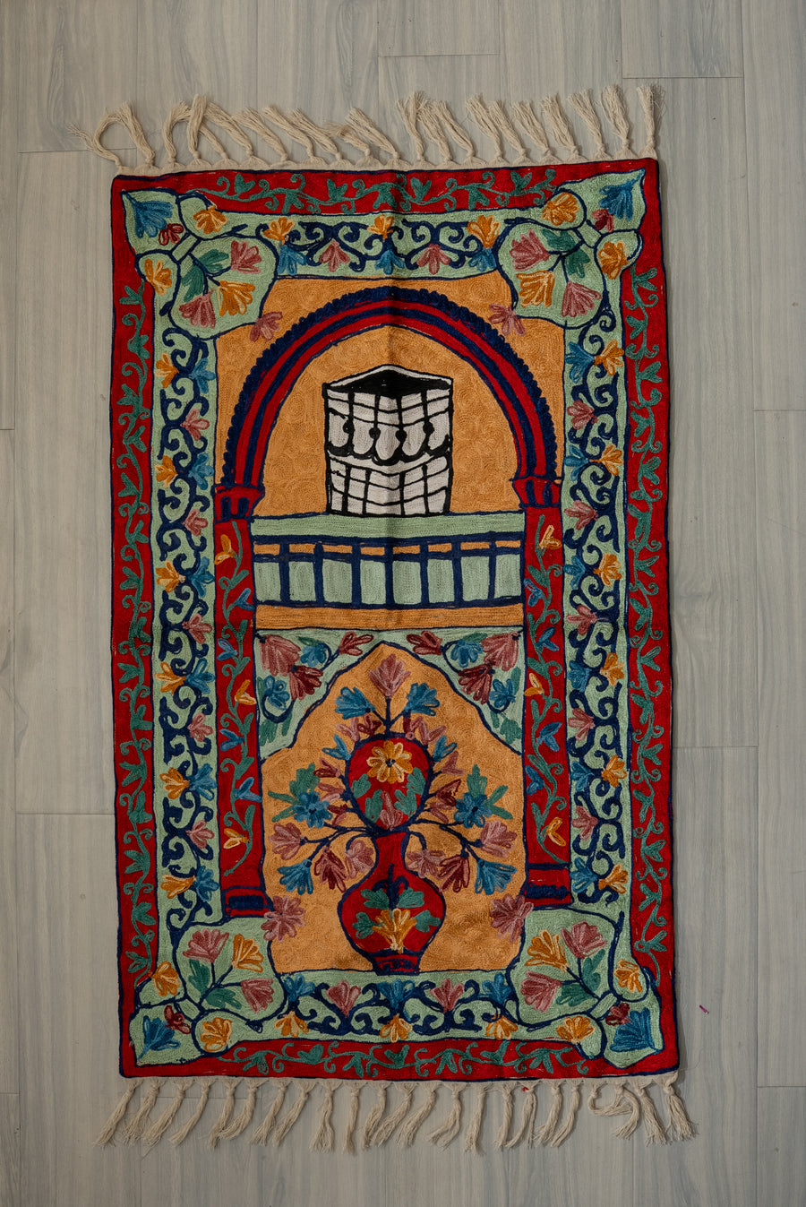 Amber Garden Arch: Hand Embroidered Jainimaz (Prayer Mat)