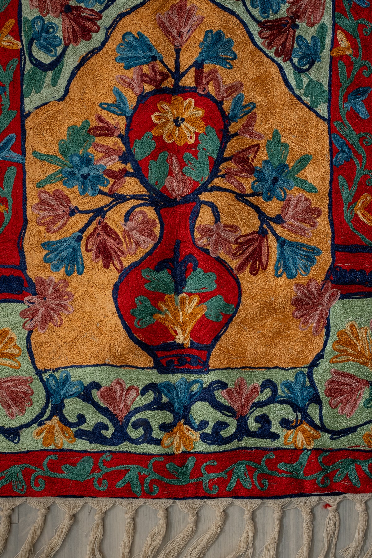 Amber Garden Arch: Hand Embroidered Jainimaz (Prayer Mat)