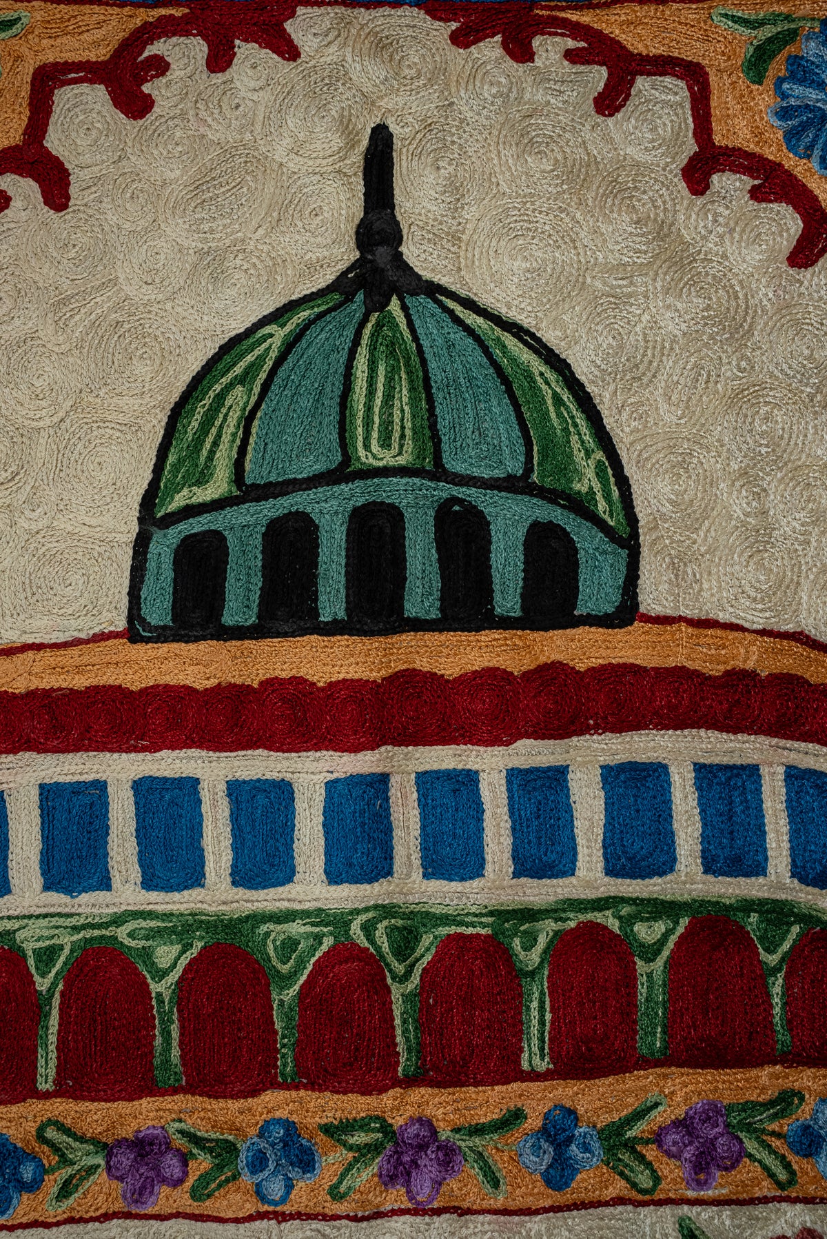 Floral Dome Radiance: Hand Embroidered Jainimaz (Prayer Mat)