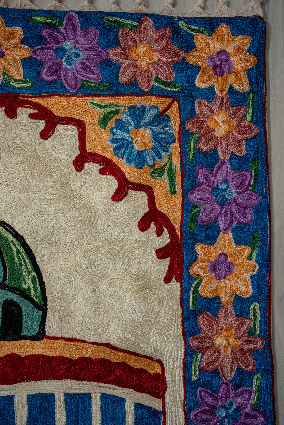 Floral Dome Radiance: Hand Embroidered Jainimaz (Prayer Mat)