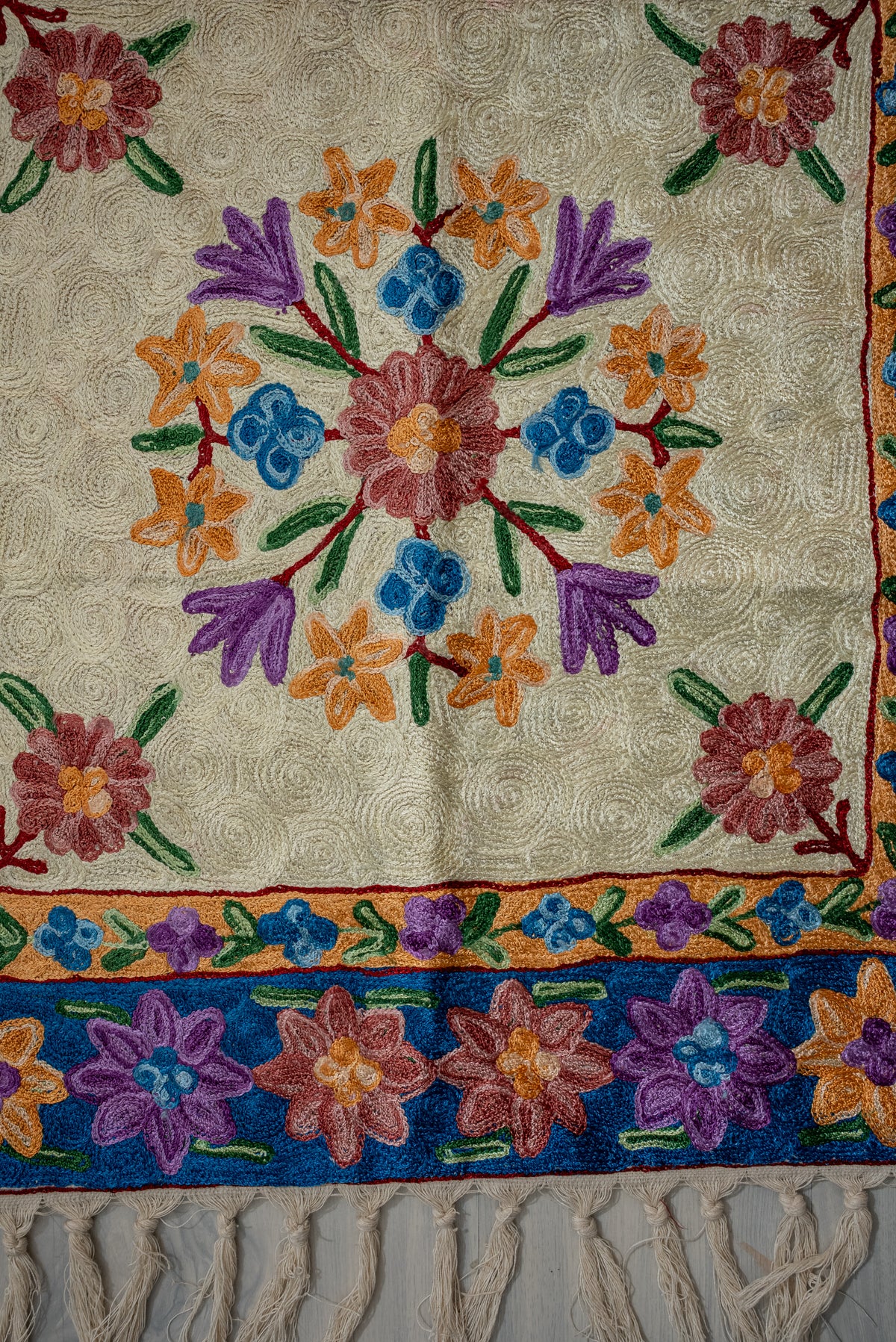Floral Dome Radiance: Hand Embroidered Jainimaz (Prayer Mat)