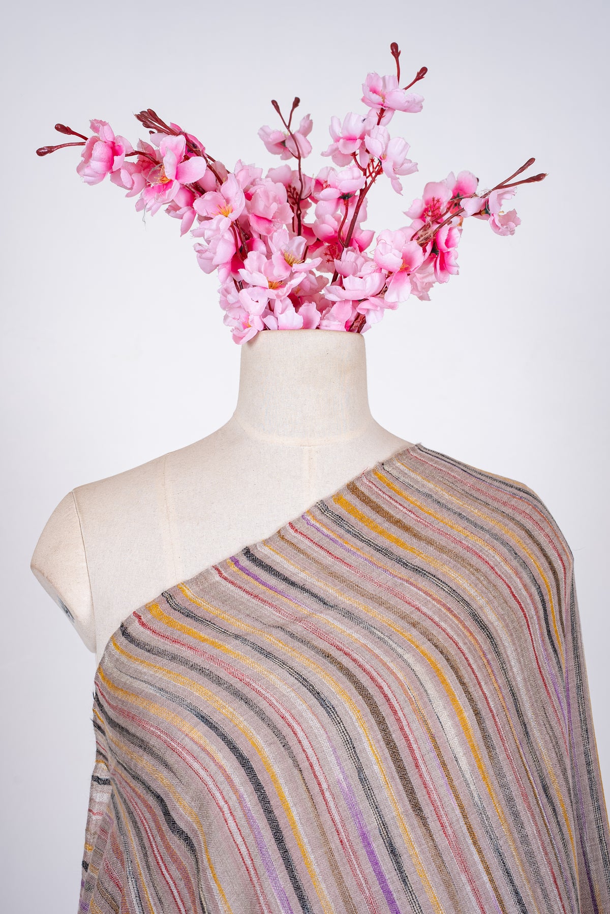Soft Prism Strata: Pure Pashmina Ikat Shawl