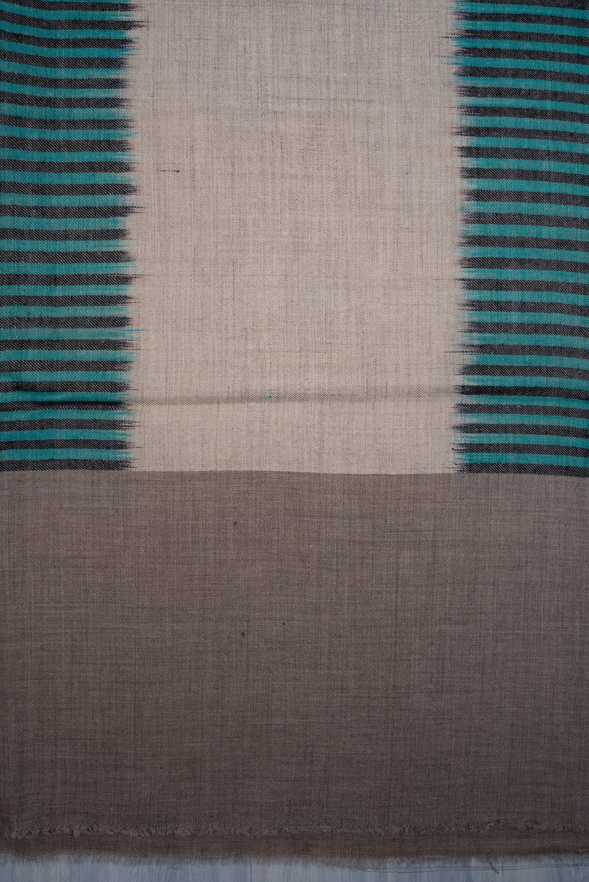 Turquoise Tide Flow: Pure Pashmina Ikat Shawl