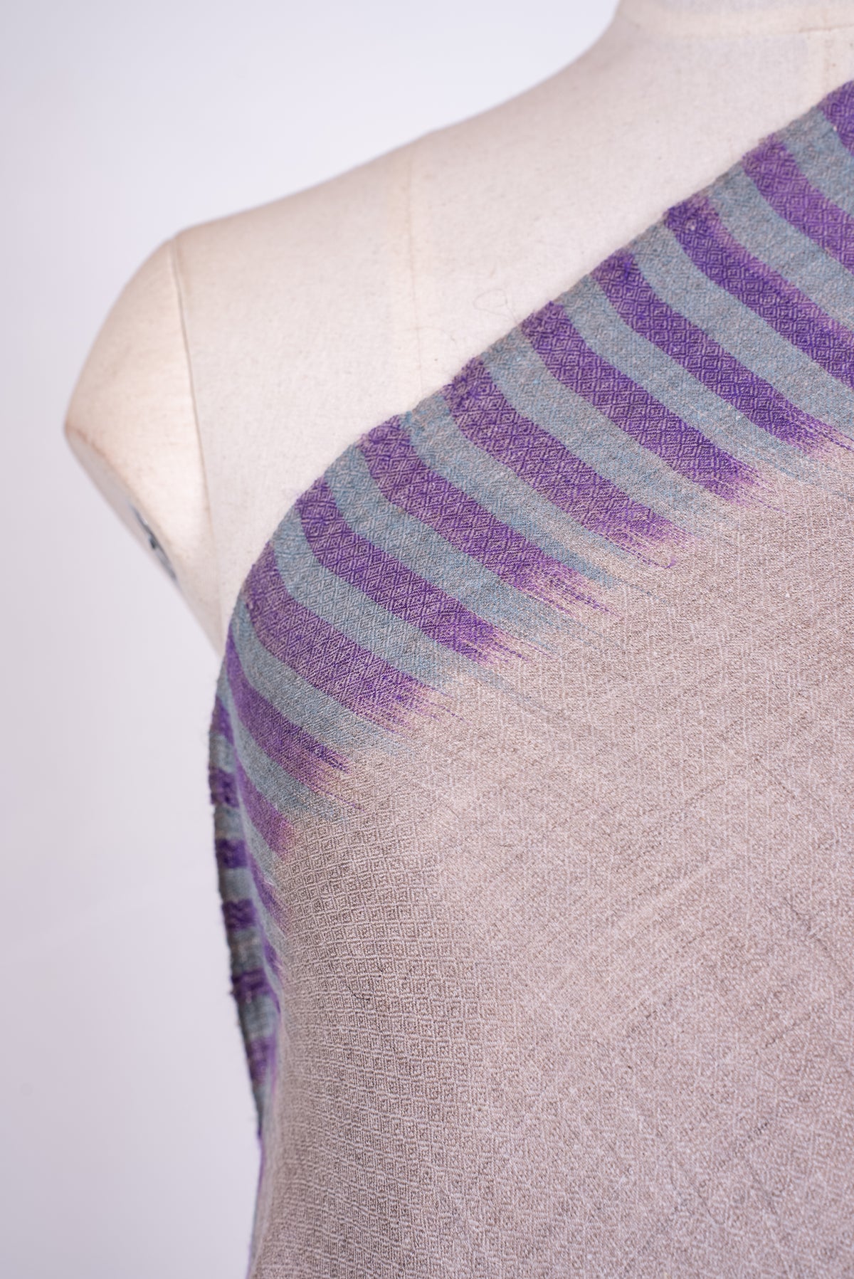 Lavender Dusk Lines: Pure Pashmina Ikat Shawl