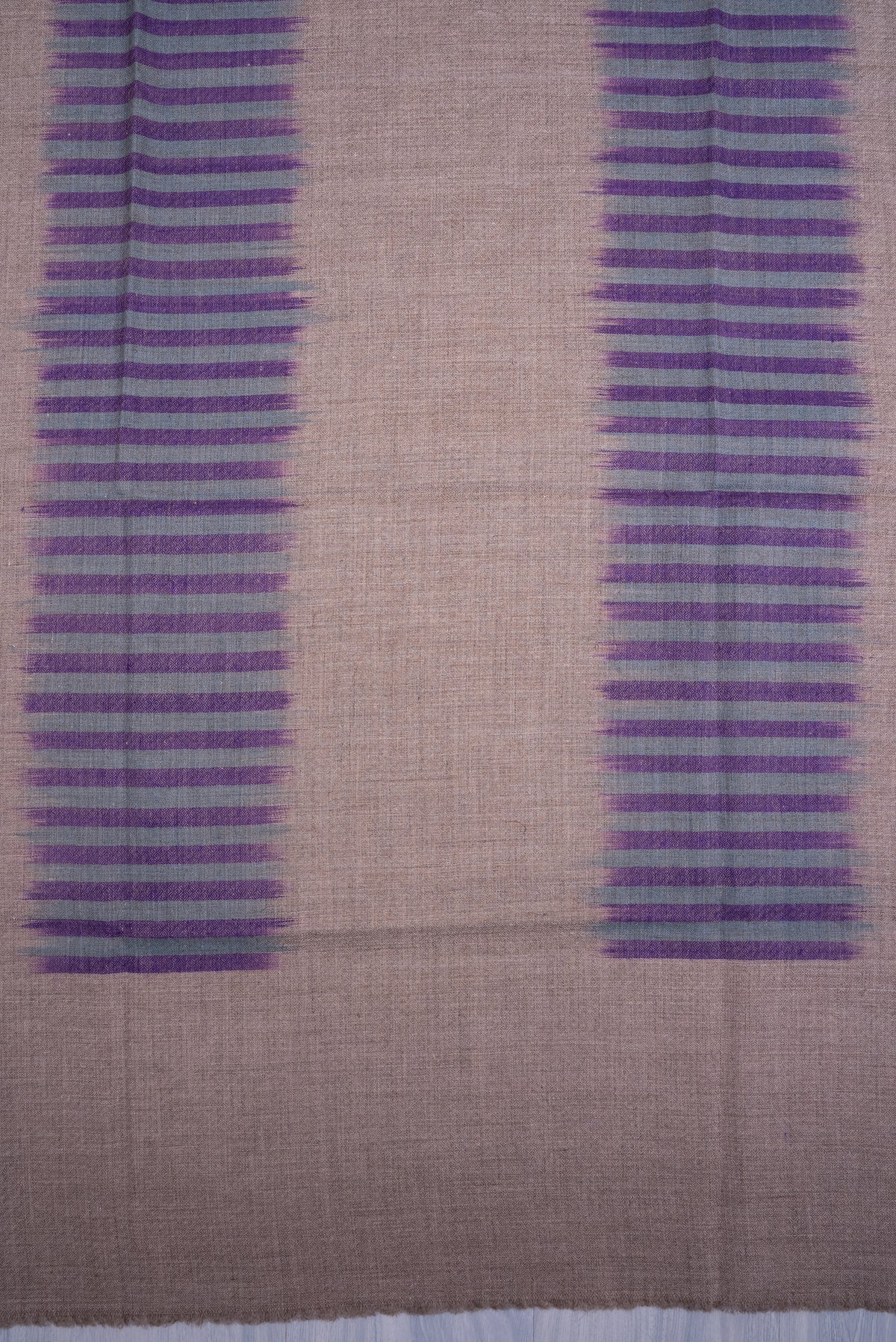 Lavender Dusk Lines: Pure Pashmina Ikat Shawl