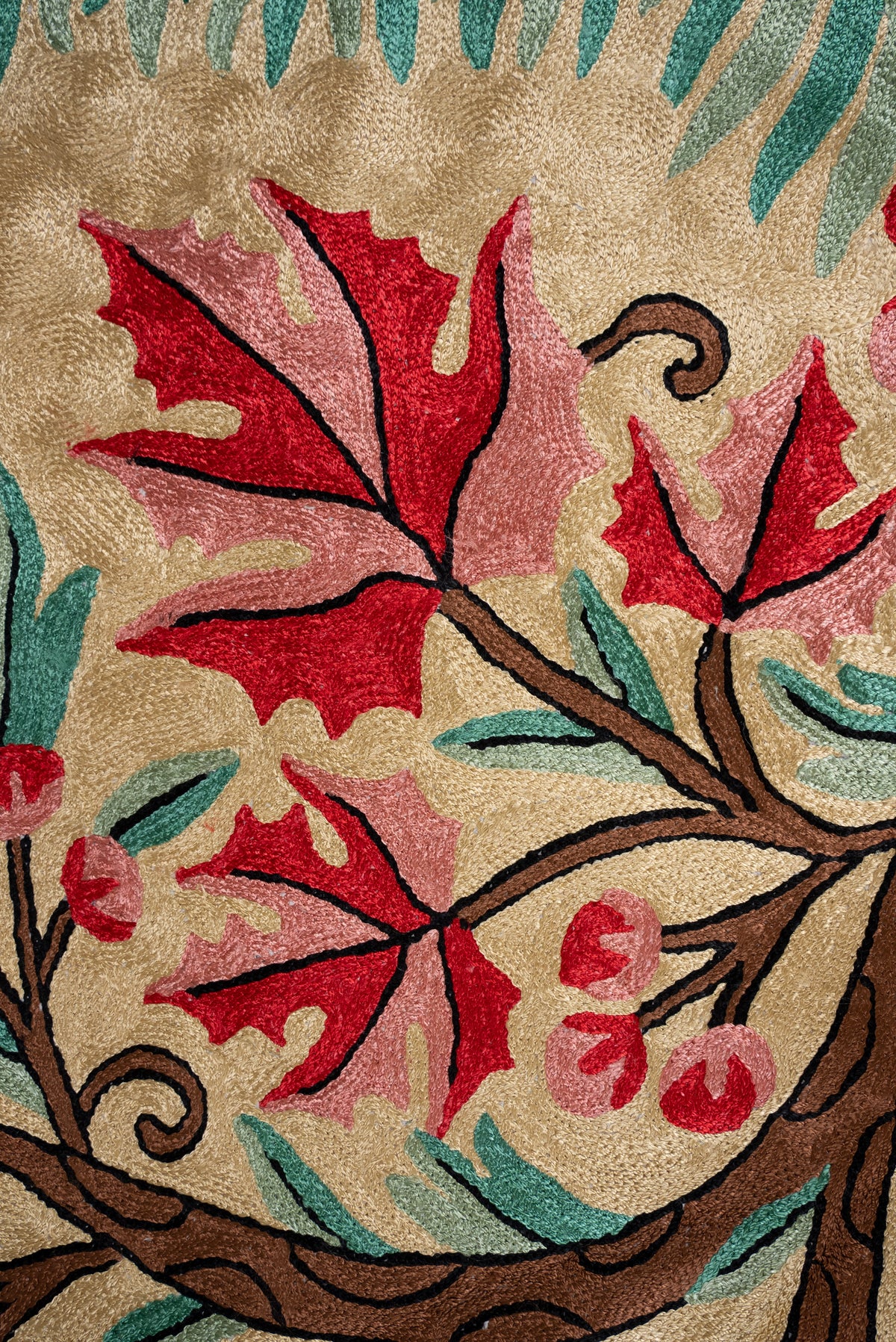 2.5ft x 4ft Autumn Maple Reverie: Hand Aari Embroidered chain stitch rug
