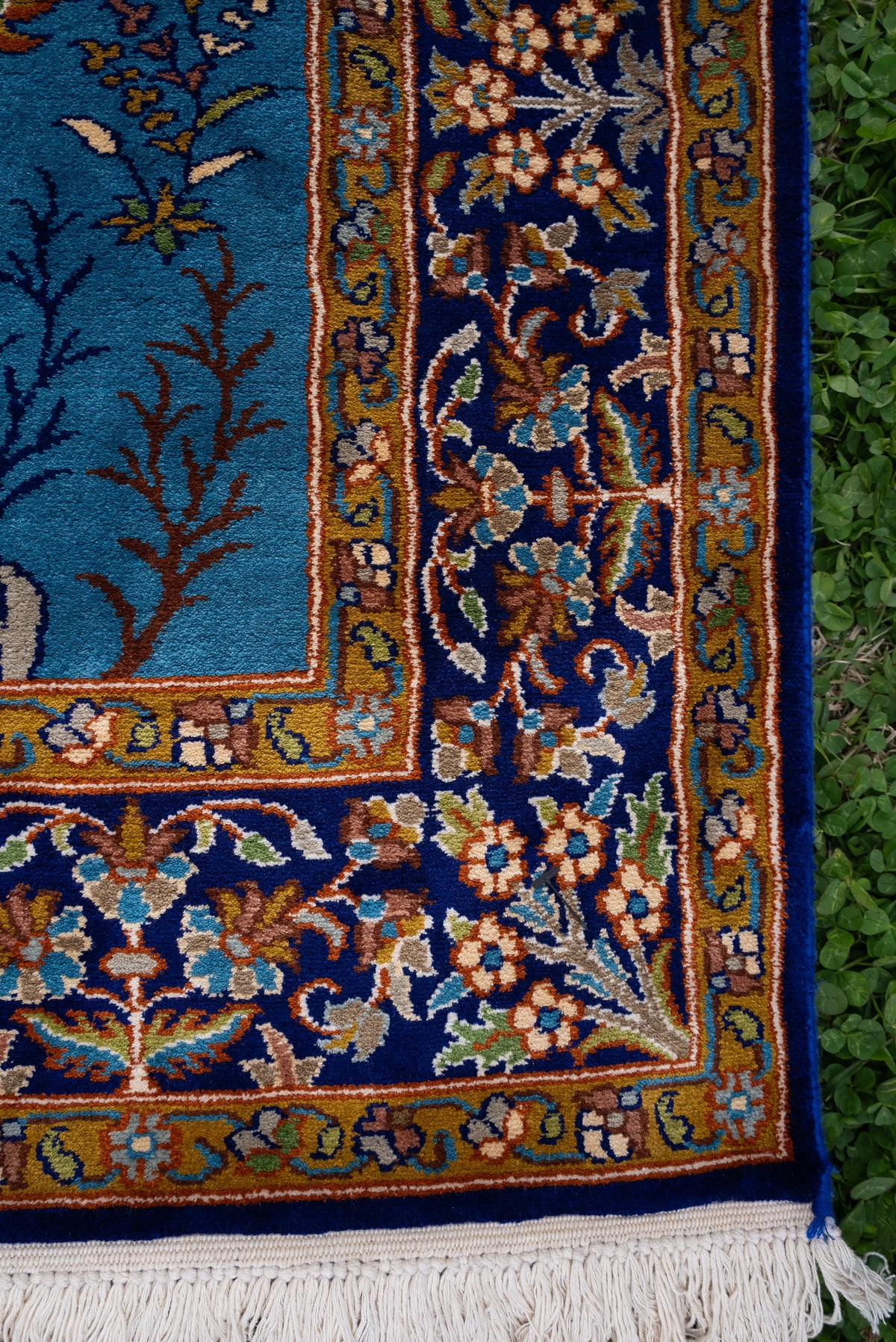 2.5ft x 4ft Enchanted Tree of Life: Hand Knotted Mulberry silk on silk Kashmiri Carpet