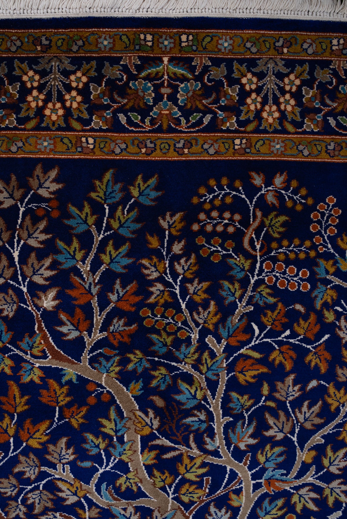 2.5ft x 4ft Enchanted Tree of Life: Hand Knotted Mulberry silk on silk Kashmiri Carpet