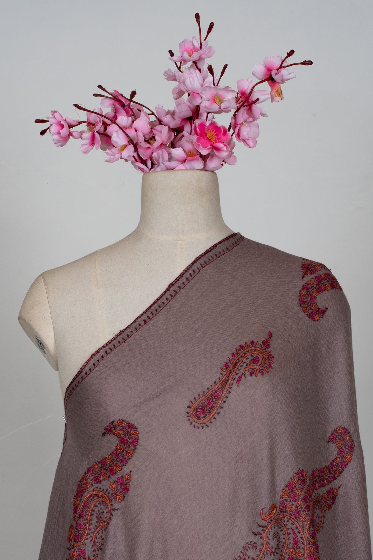 Royal Paisley Muse: Merino wool 2.5 Yards Sozni Hand Embroidered Shawl