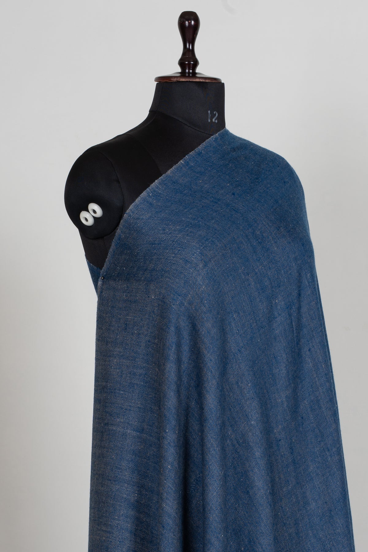 3 yards Reversible Pure Pashmina Shawl with Kani Woven Floral Borders in Denim Blue and Silver Grey