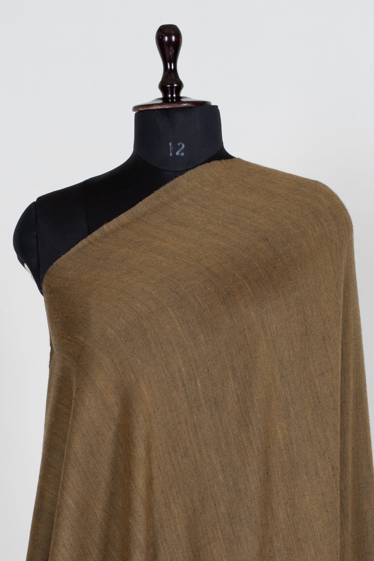 3 yards Reversible Pure Pashmina Shawl with Kani Woven Floral Borders in Camel Brown and Charcoal Grey