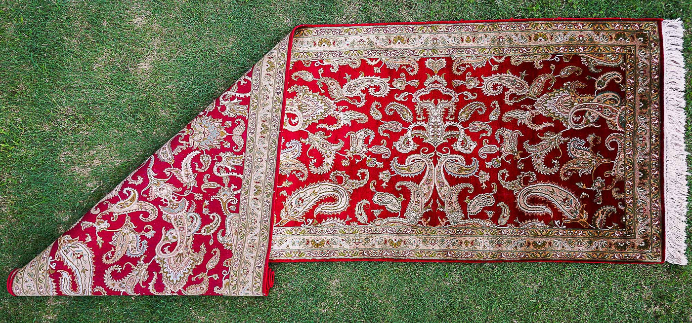 Pure Silk Kashmiri Carpet 2.5ft * 10ft (30" * 120")