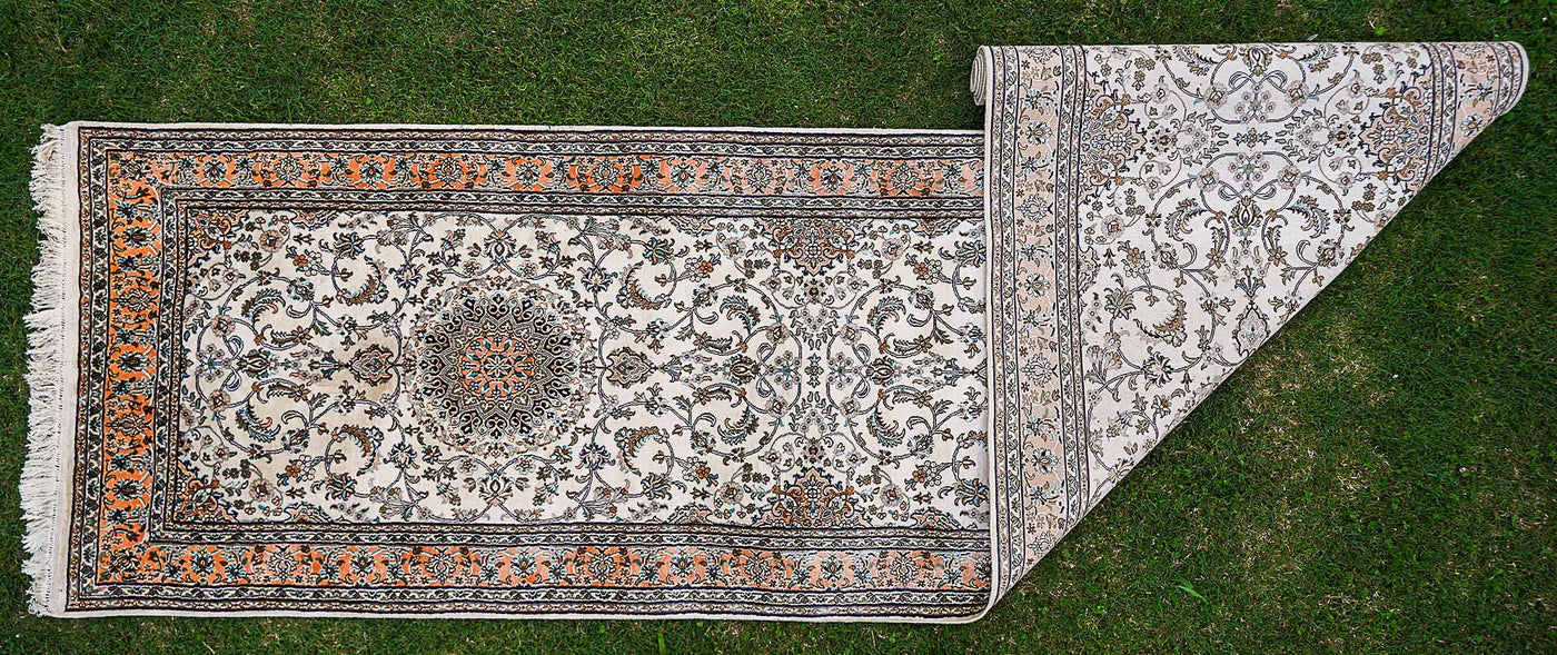 Pure Silk Kashmiri Carpet 2.5ft * 10ft (30" * 120")