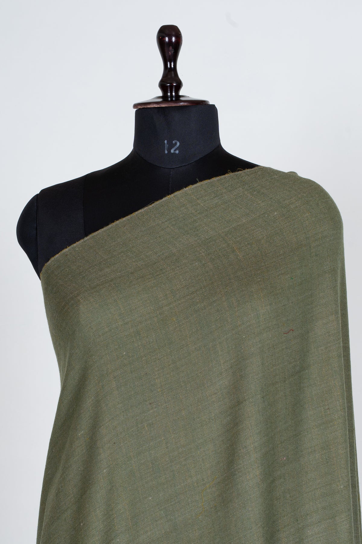 3 yards Reversible Pure Pashmina Shawl with Kani Woven Floral Borders in Olive Green and Mustard Gold
