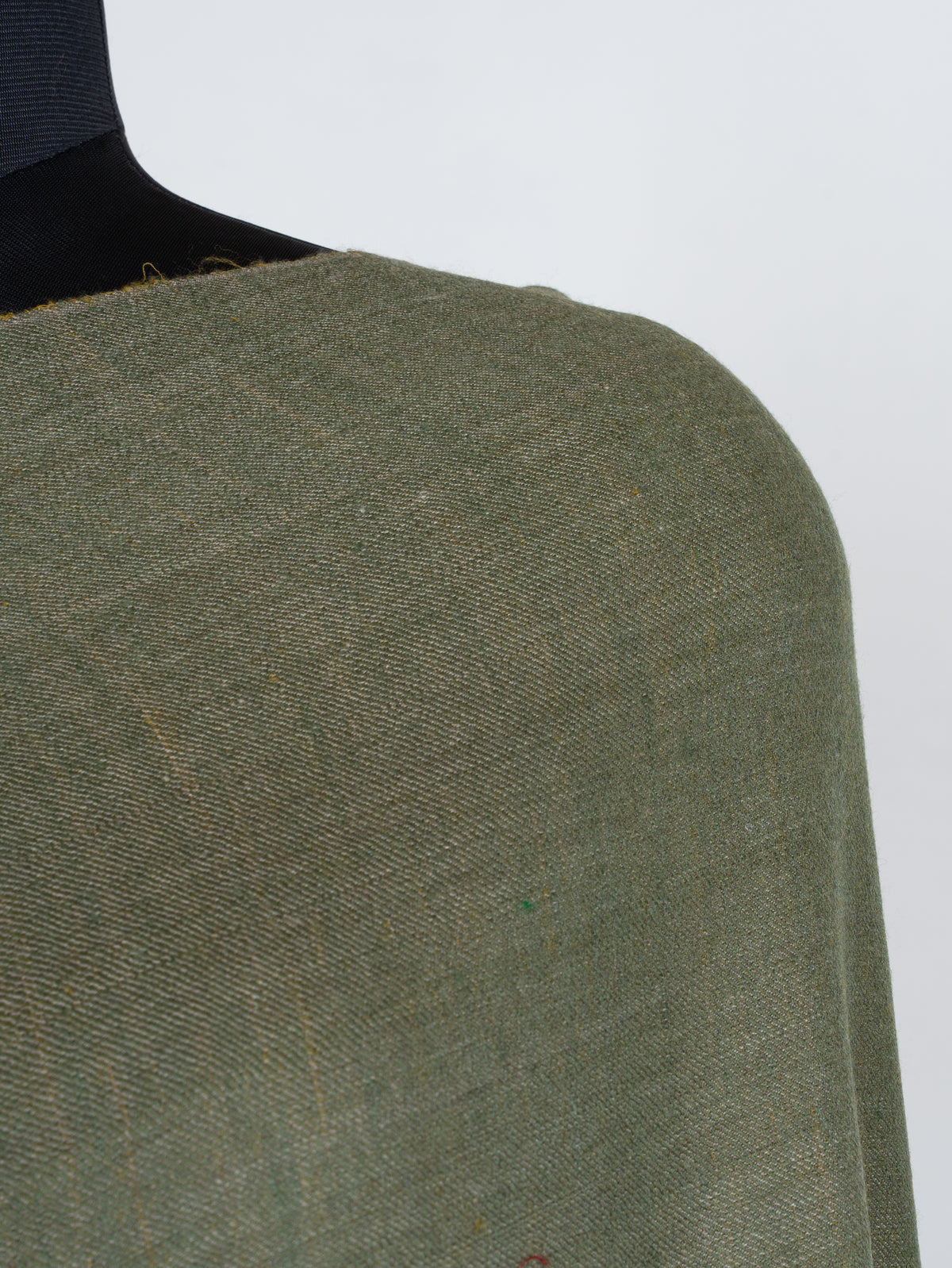 3 yards Reversible Pure Pashmina Shawl with Kani Woven Floral Borders in Olive Green and Mustard Gold