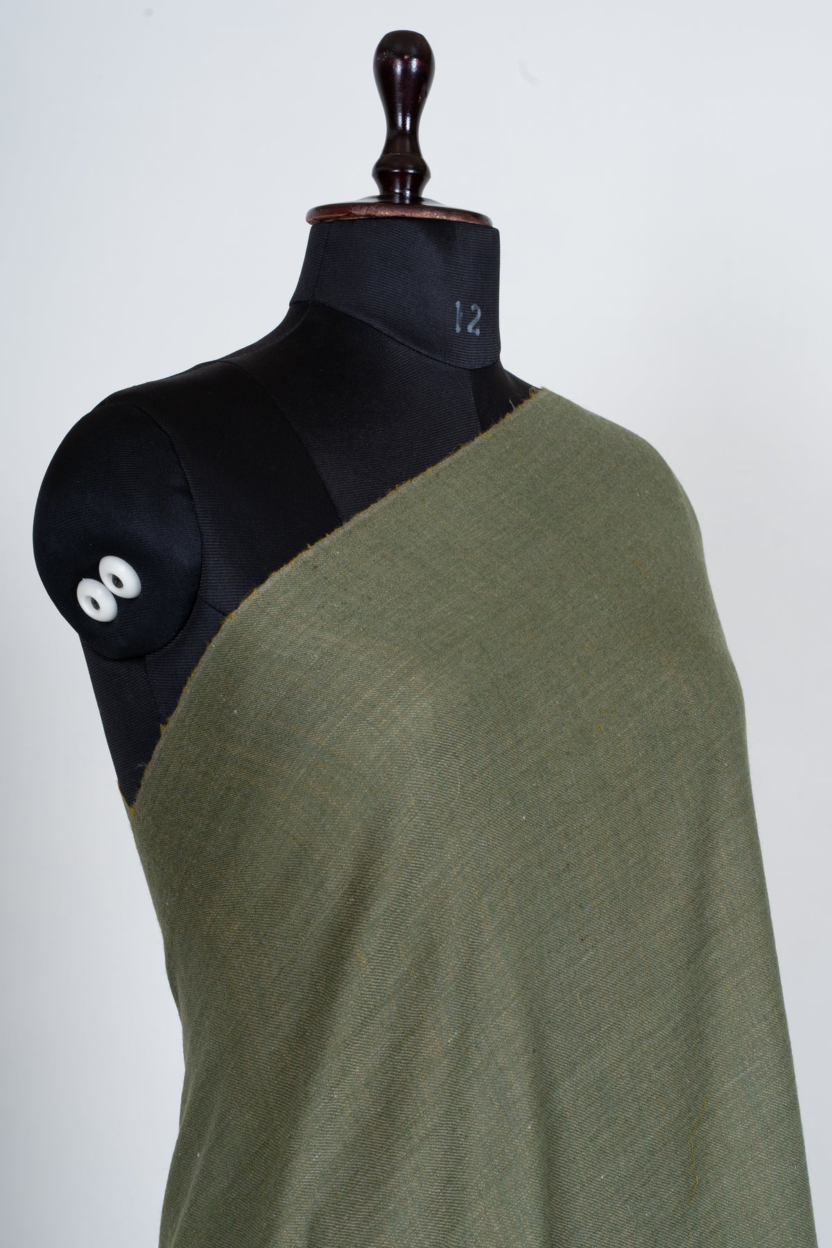 3 yards Reversible Pure Pashmina Shawl with Kani Woven Floral Borders in Olive Green and Mustard Gold