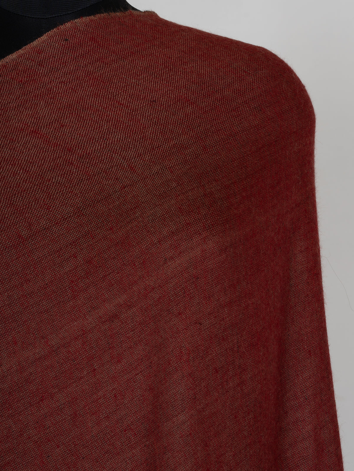 3 Yards Reversible Pure Pashmina Shawl with Kani Woven Floral Borders in Rustic Red and Cocoa Brown