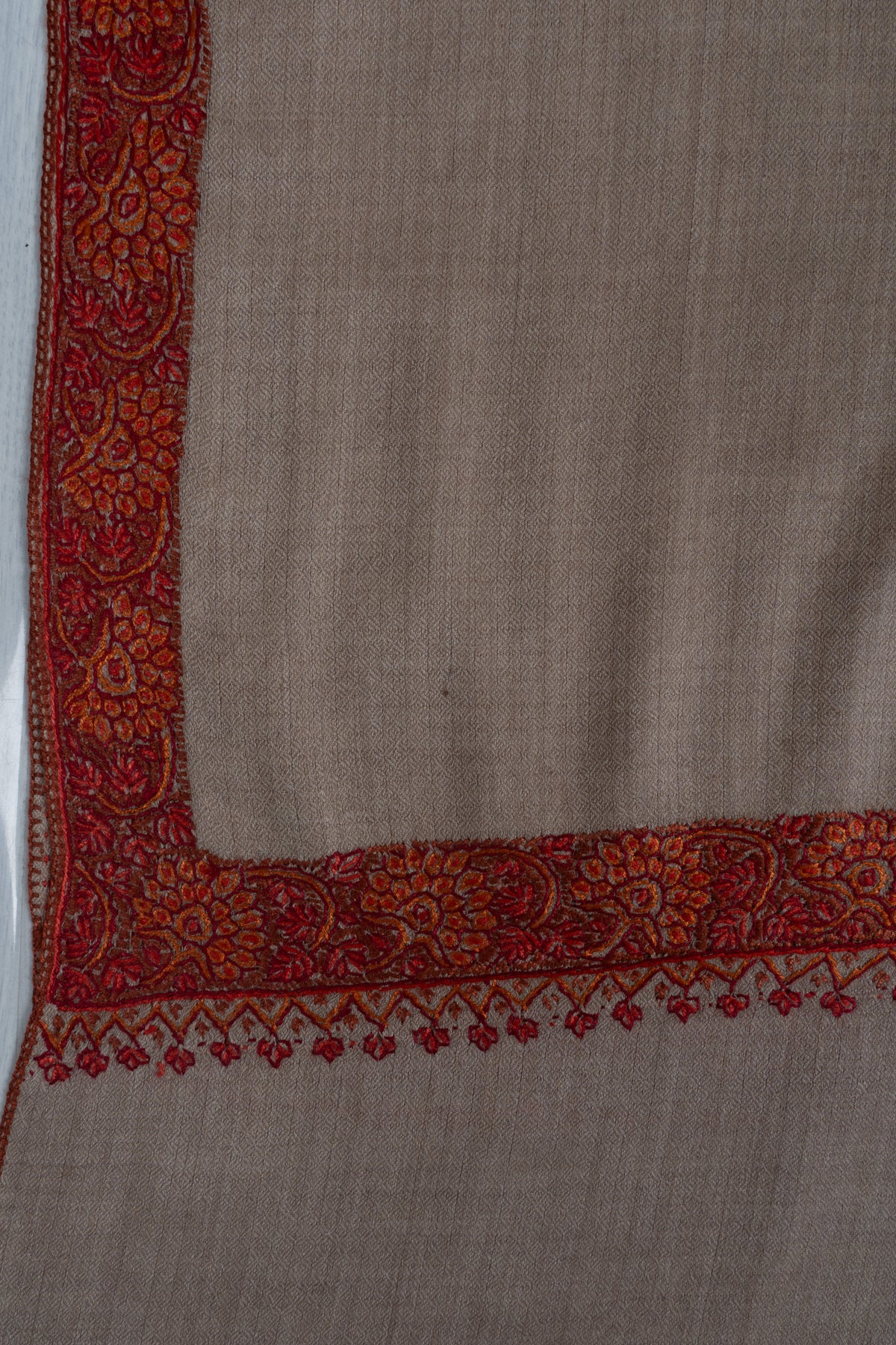 Desert Blush Merino wool 2.5 Yards Sozni Hand Embroidered Shawl