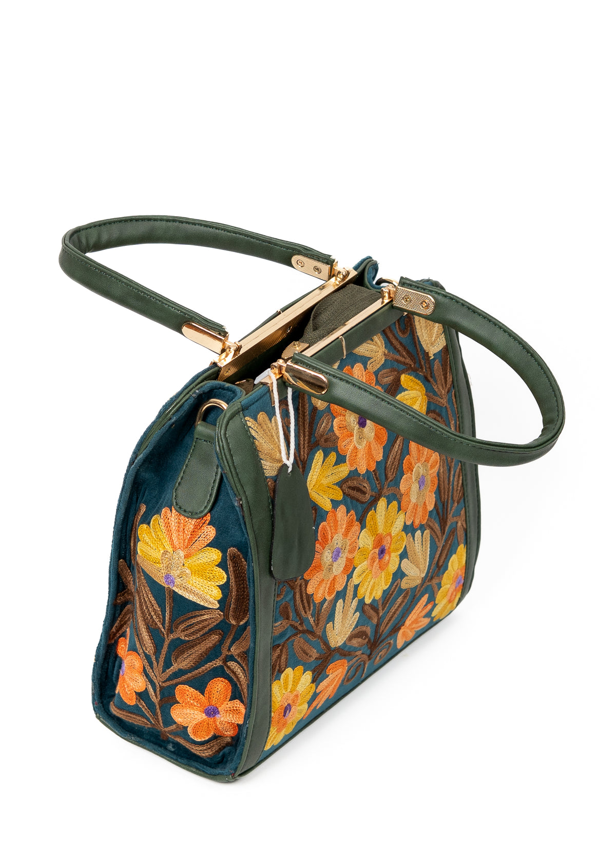 Evergreen Bloom – Aari Embroidery Handbag