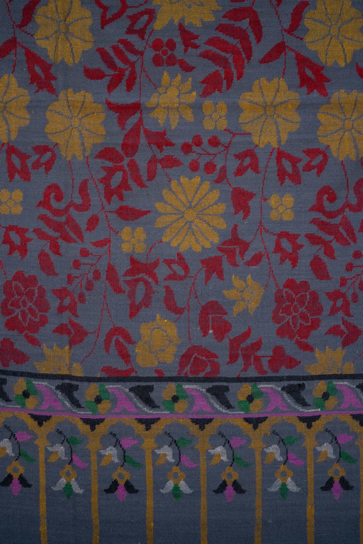 2.5 Yards Kani Moonlit Meadow Reverie: Pure Pashmina Hand Woven Shawl
