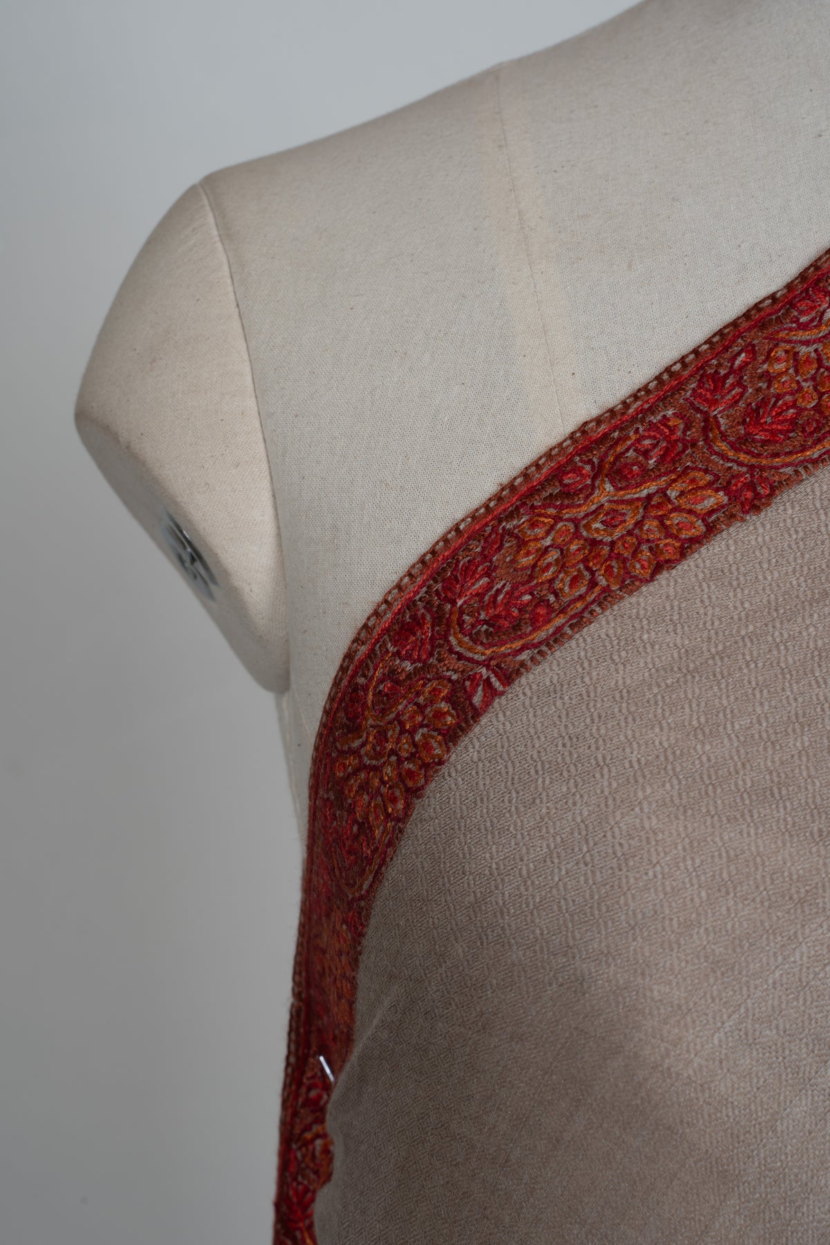Desert Blush Merino wool 2.5 Yards Sozni Hand Embroidered Shawl