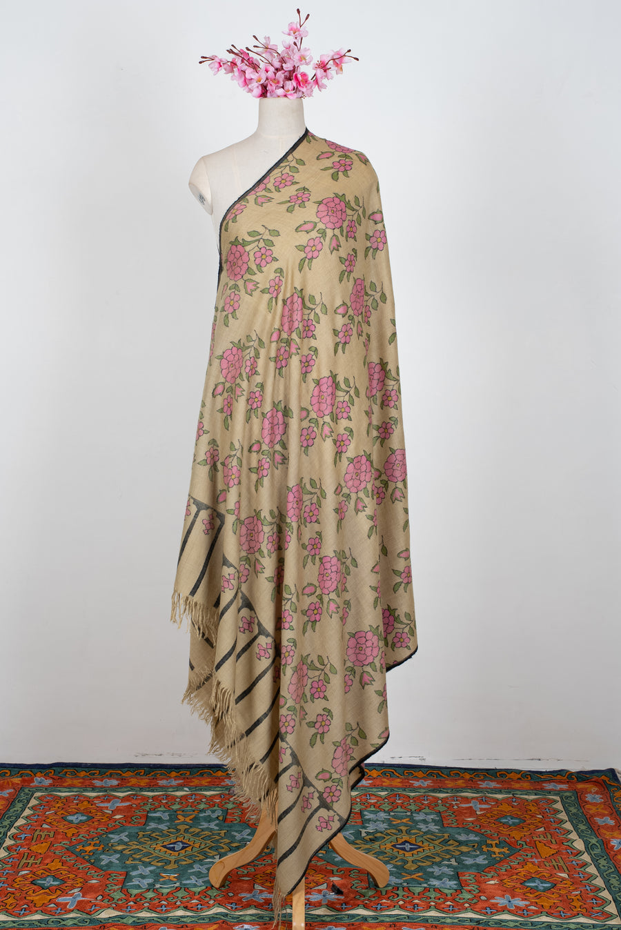 2.5 yards Kani Pure Pashmina Hand Woven Shawl