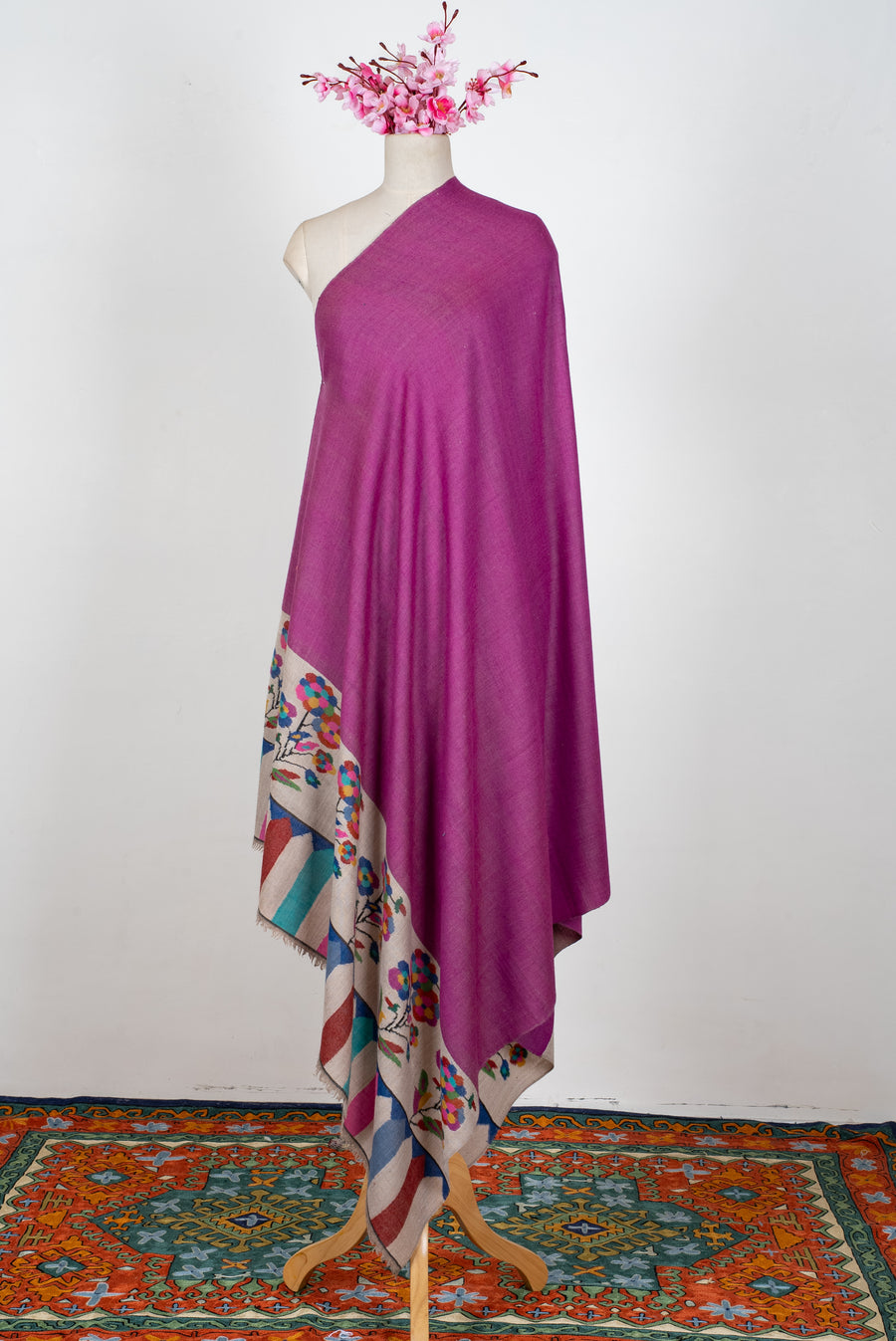 Orchid Bloom Radiance: Kani Pure Pashmina Hand Woven Shawl
