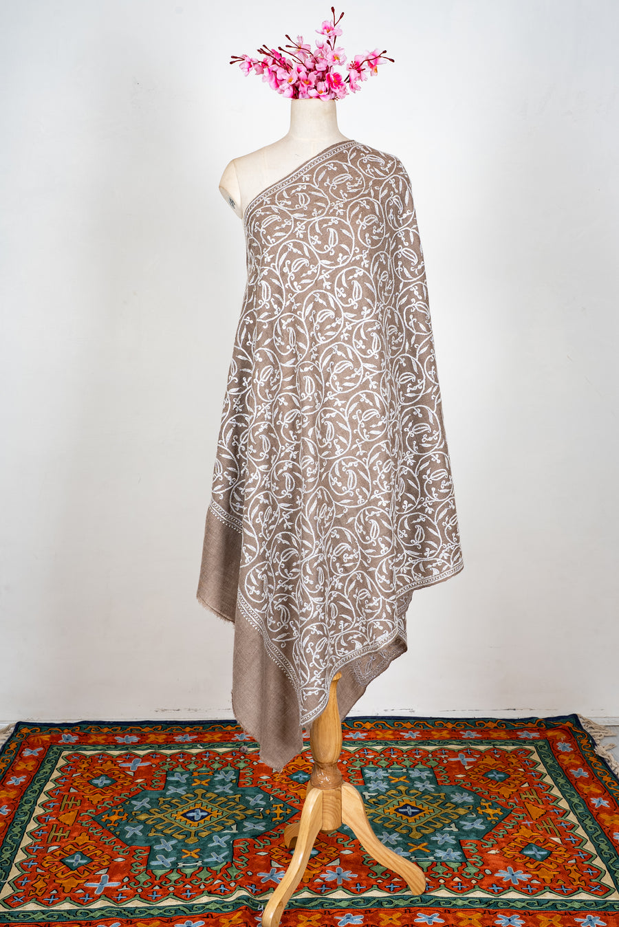 Tilla Hand Embroidered Pure Pashmina Shawl