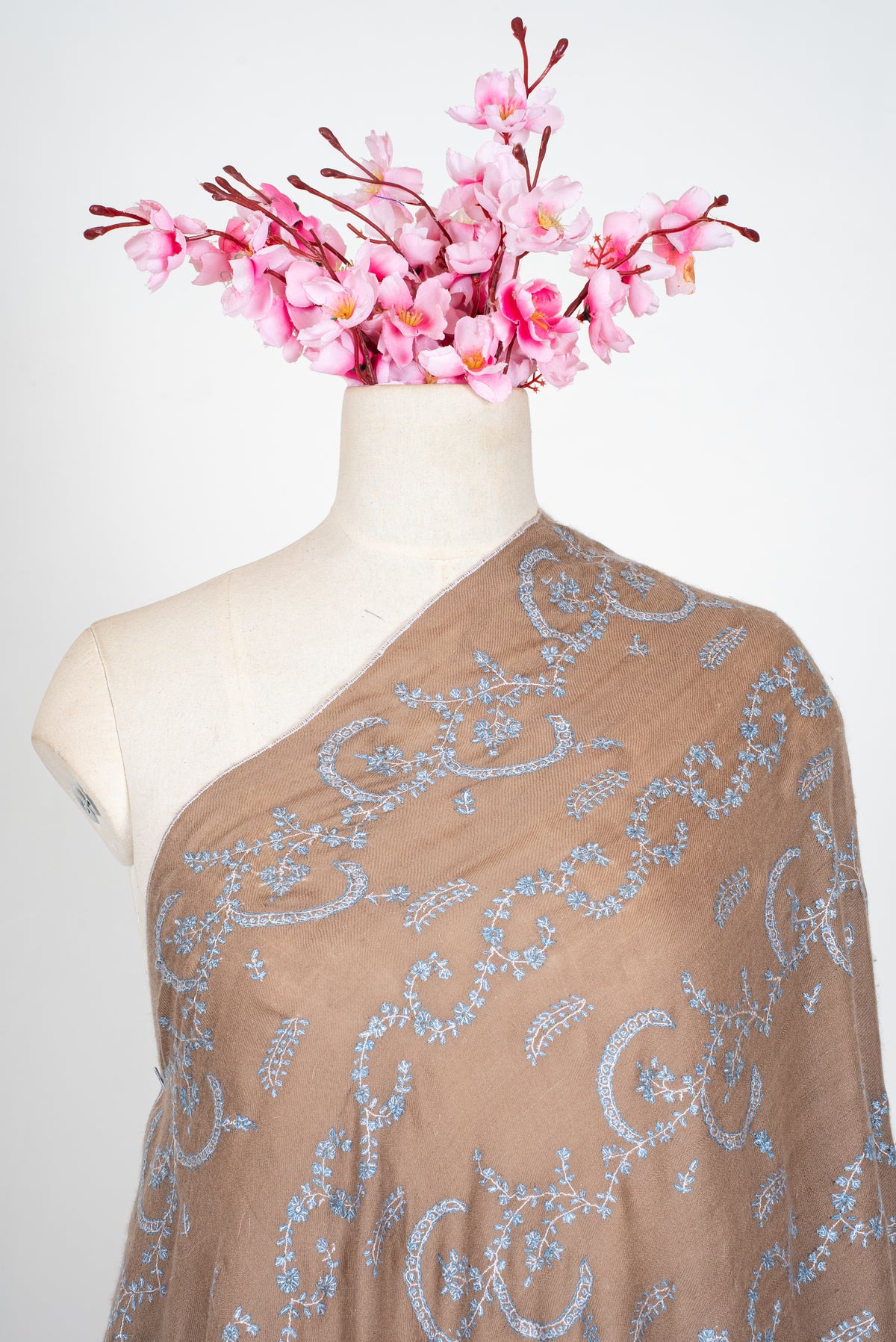 Desert Sky Elegance: Pure Pashmina Hand Embroidered Shawl