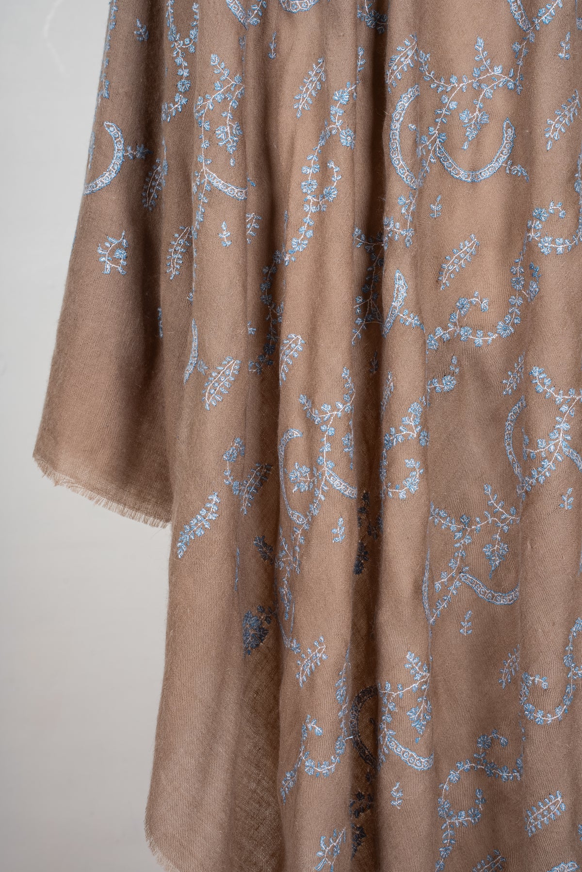 Desert Sky Elegance: Pure Pashmina Hand Embroidered Shawl