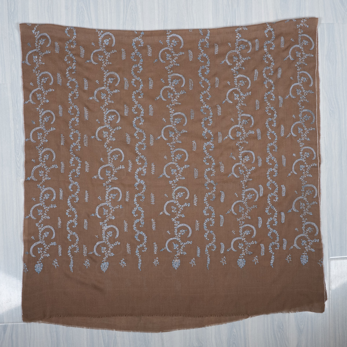 Desert Sky Elegance: Pure Pashmina Hand Embroidered Shawl