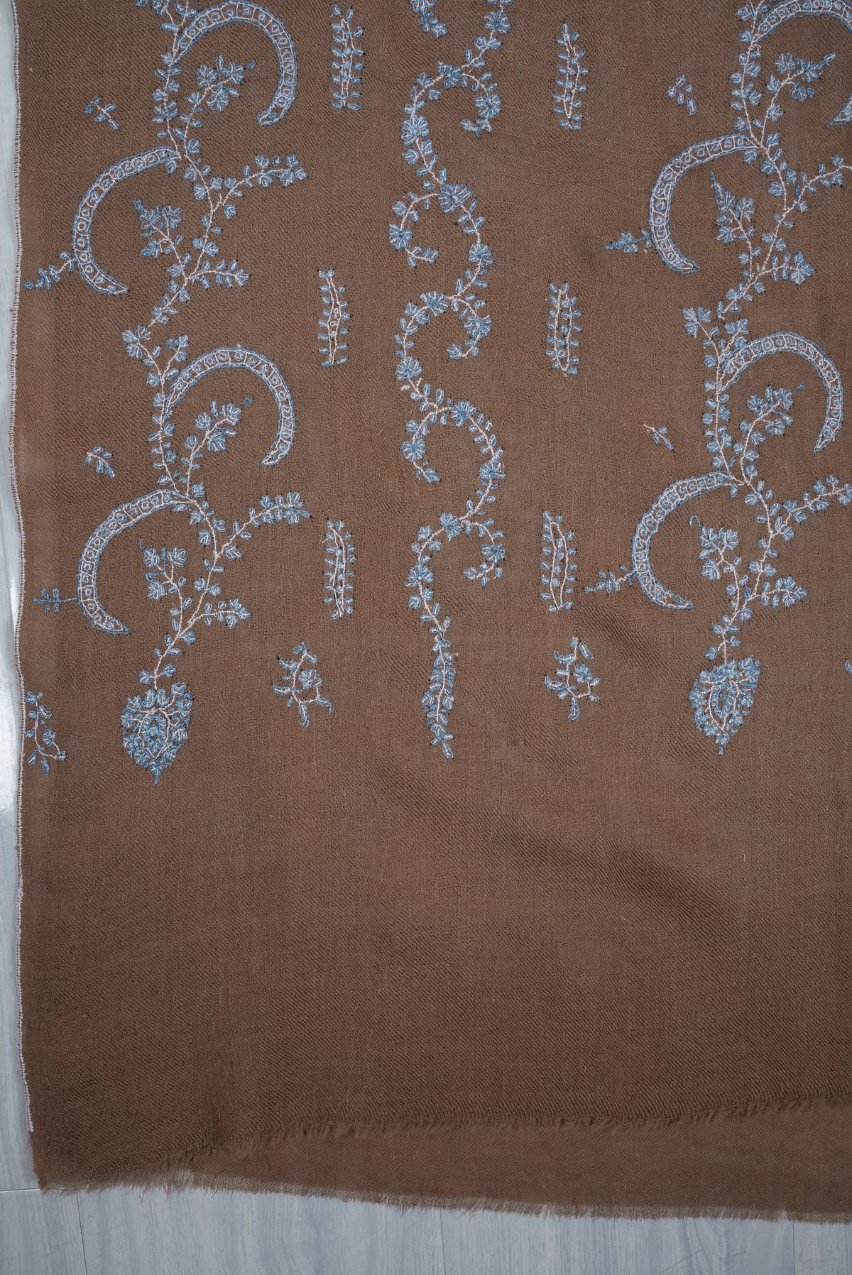 Desert Sky Elegance: Pure Pashmina Hand Embroidered Shawl