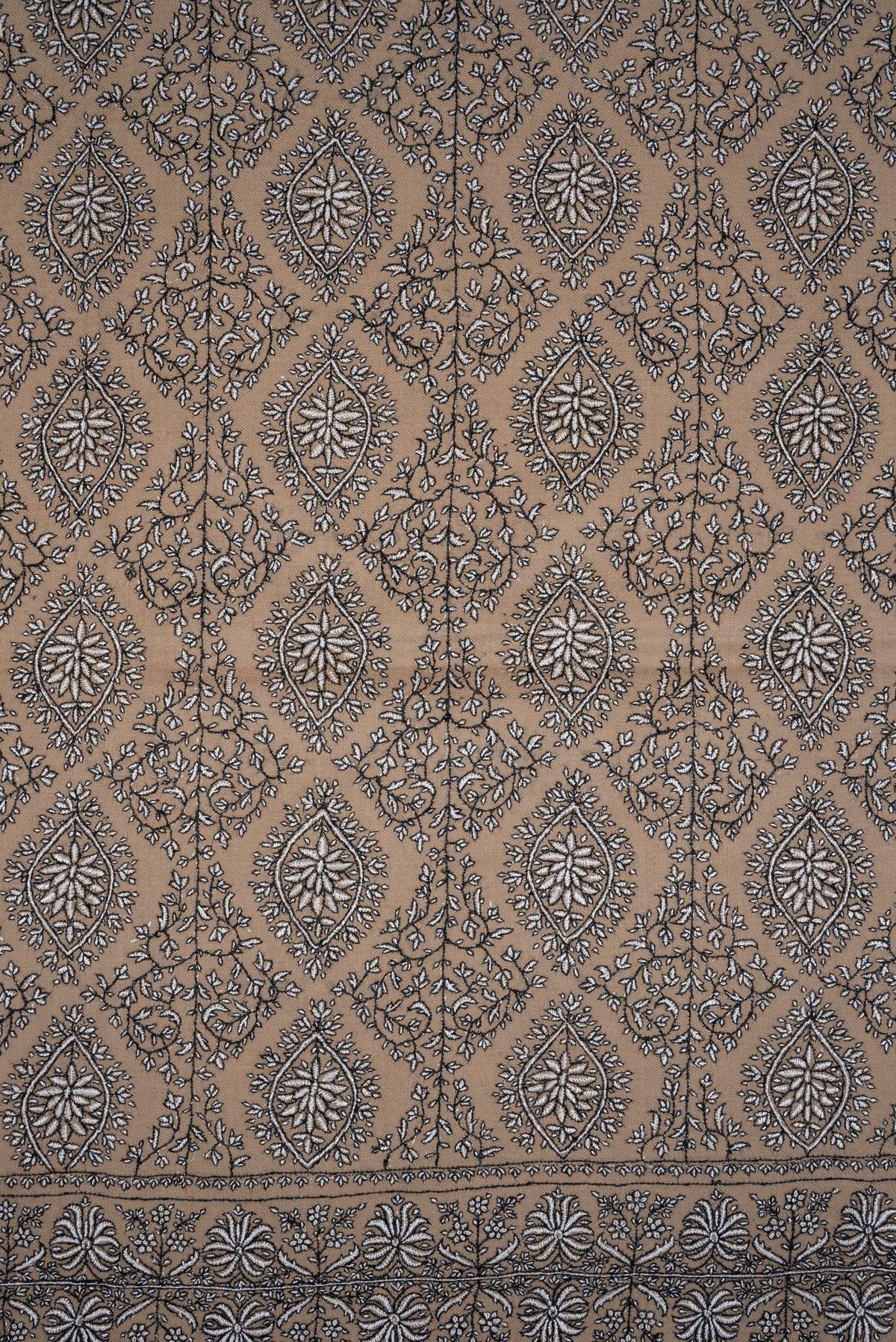 Sandstone Mosaic Grace: Pure Pashmina Hand Embroidered Shawl