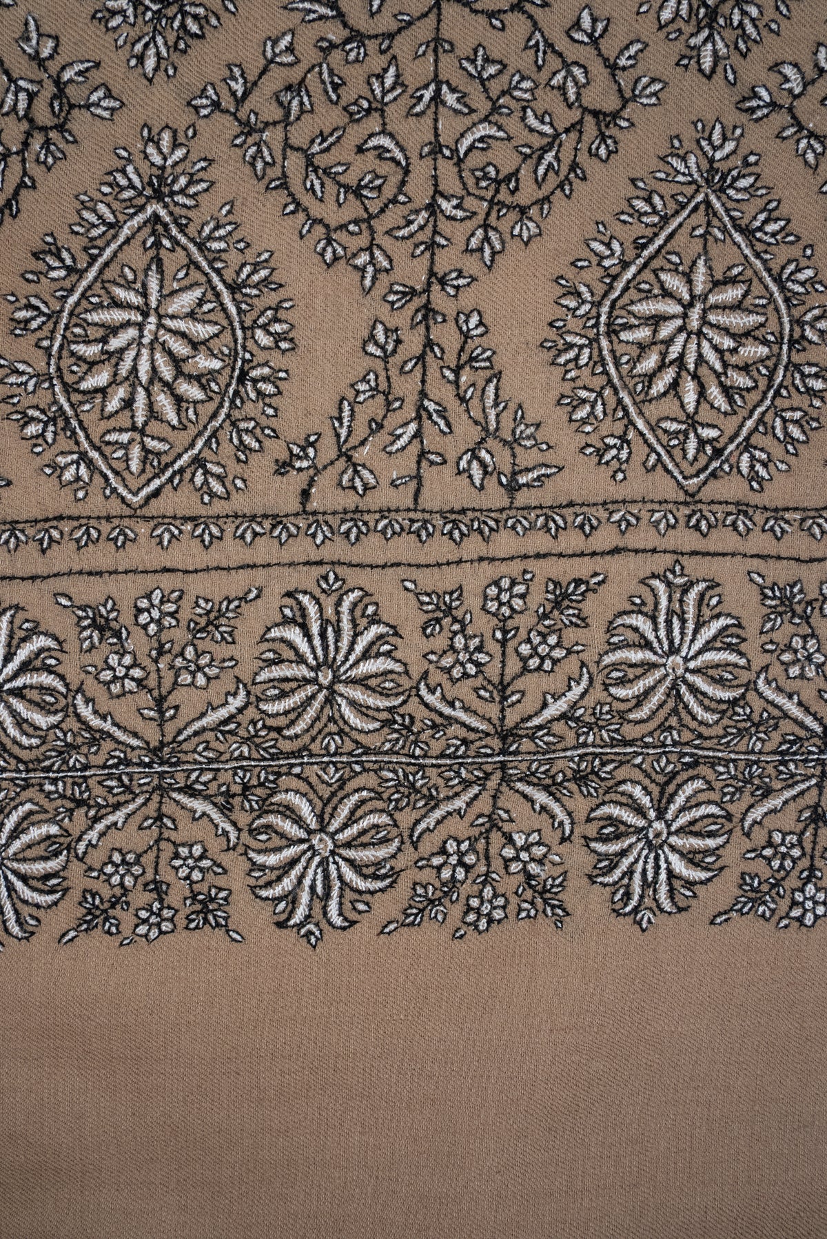 Sandstone Mosaic Grace: Pure Pashmina Hand Embroidered Shawl