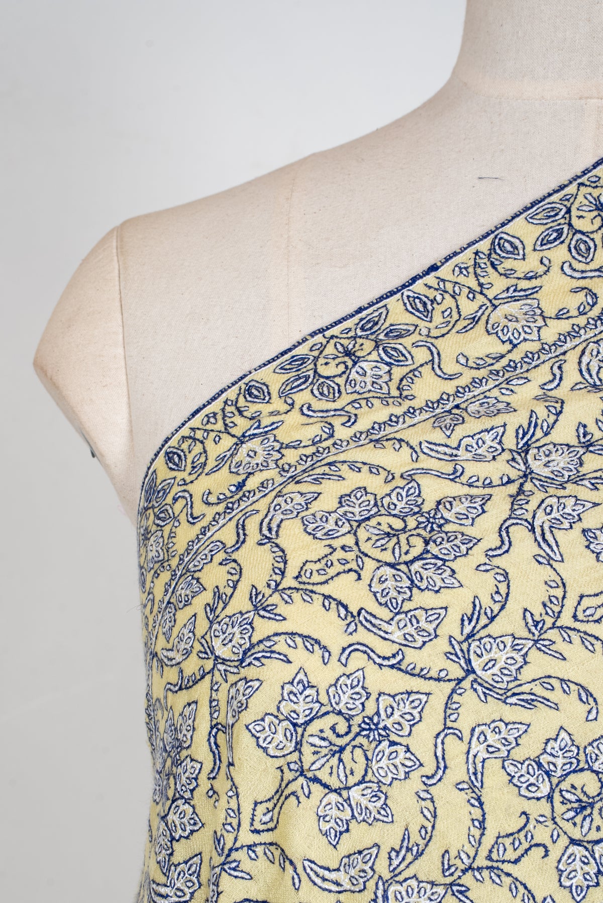 Golden Meadow Grace: Pure Pashmina Hand Embroidered Shawl