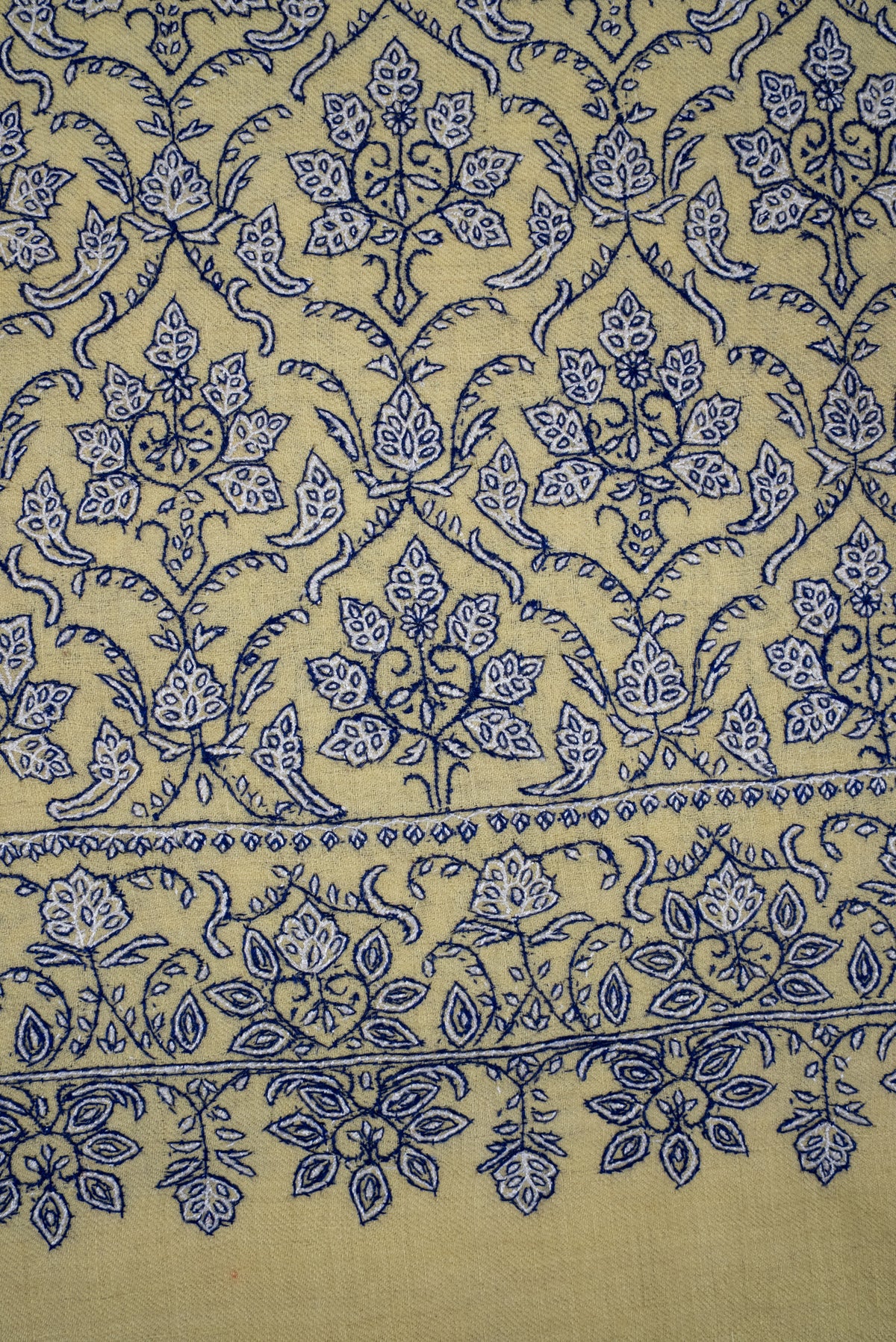 Golden Meadow Grace: Pure Pashmina Hand Embroidered Shawl