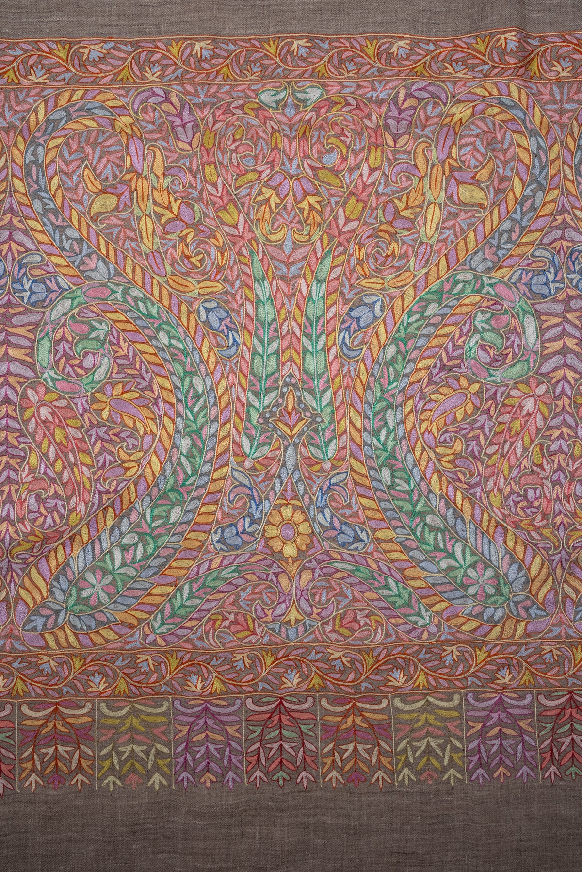 Desert Blush Paisley: Pure Pashmina Hand Embroidered Shawl