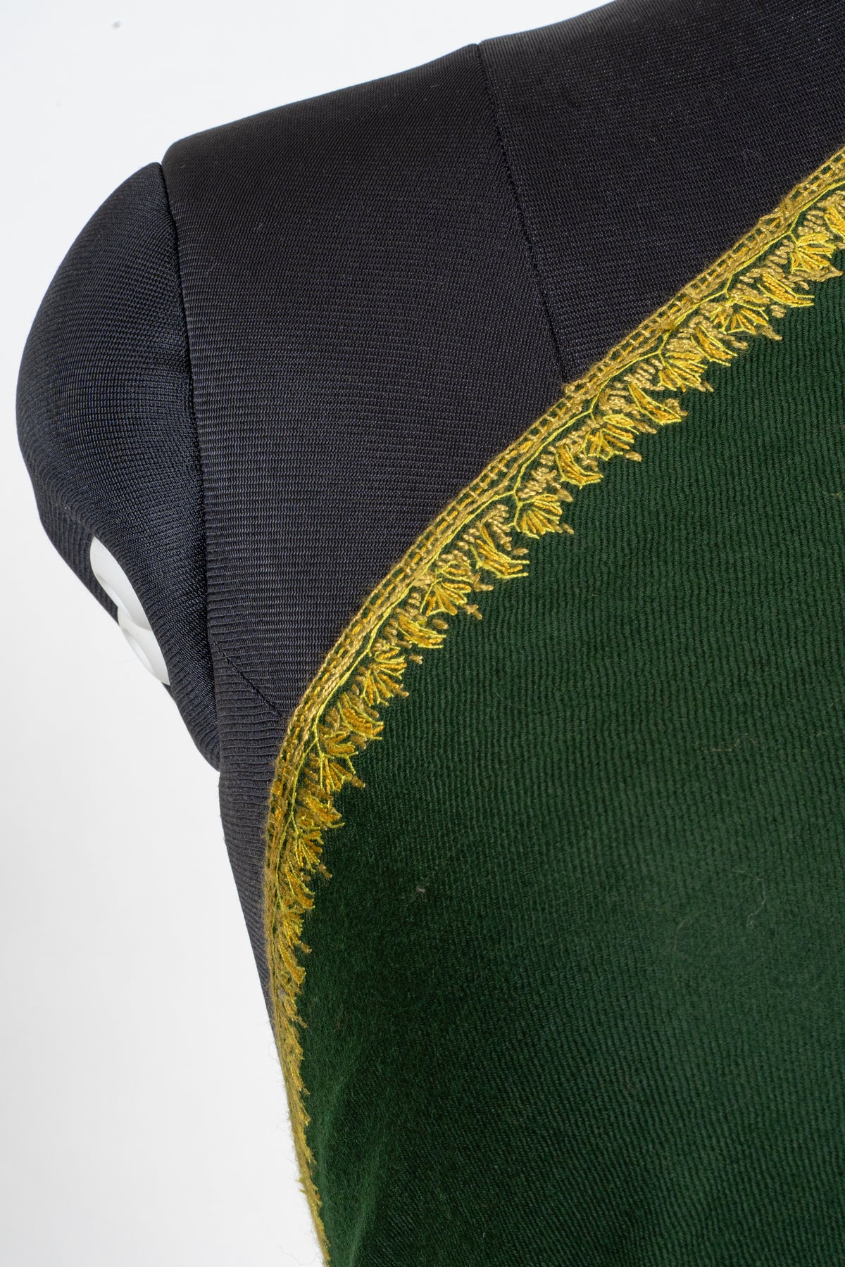 Forest Gold Fine Merino Wool Shawl with Sozni Hand Embroidered Ornamental Border