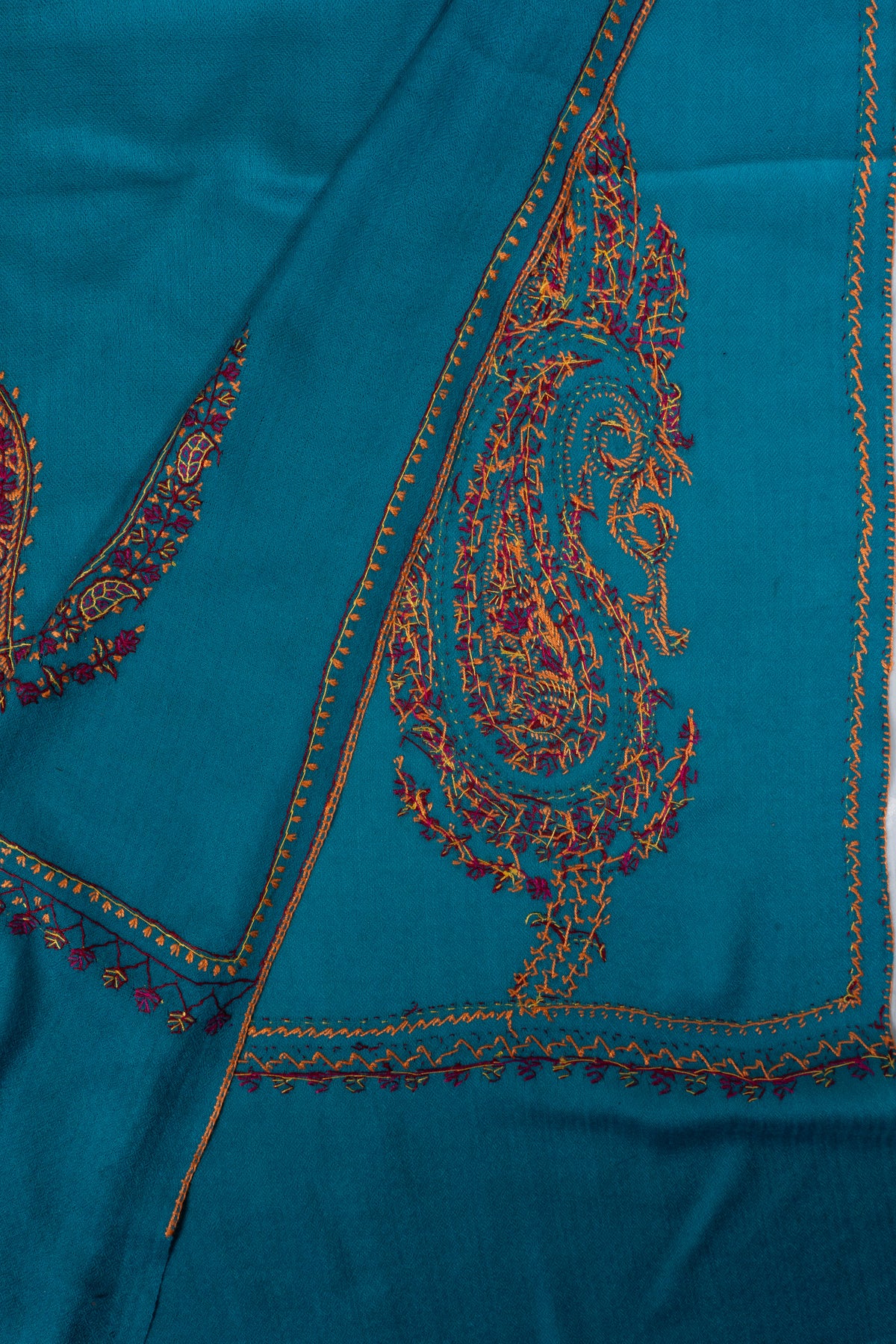 Ivory Bloom Merino wool 2.5 Yards Sozni Hand Embroidered Shawl