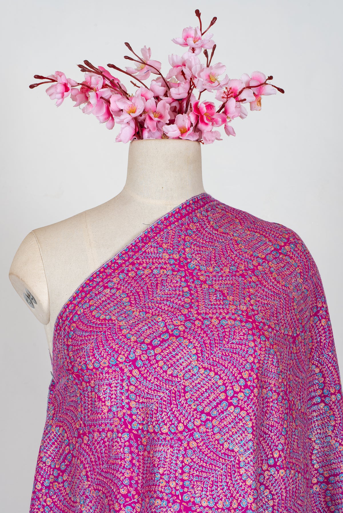 Pure Silk Thread Sozni Embroidered on Pure Pashmina Shawl
