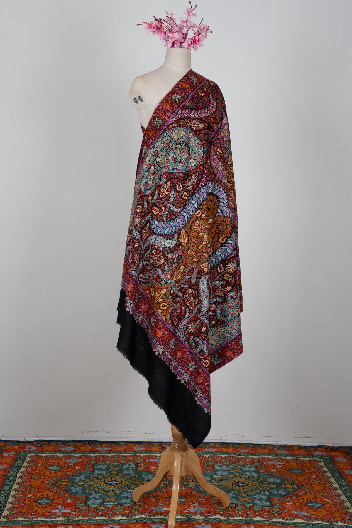 Kalamkari Pure Pashmina Hand Embroidered Shawl