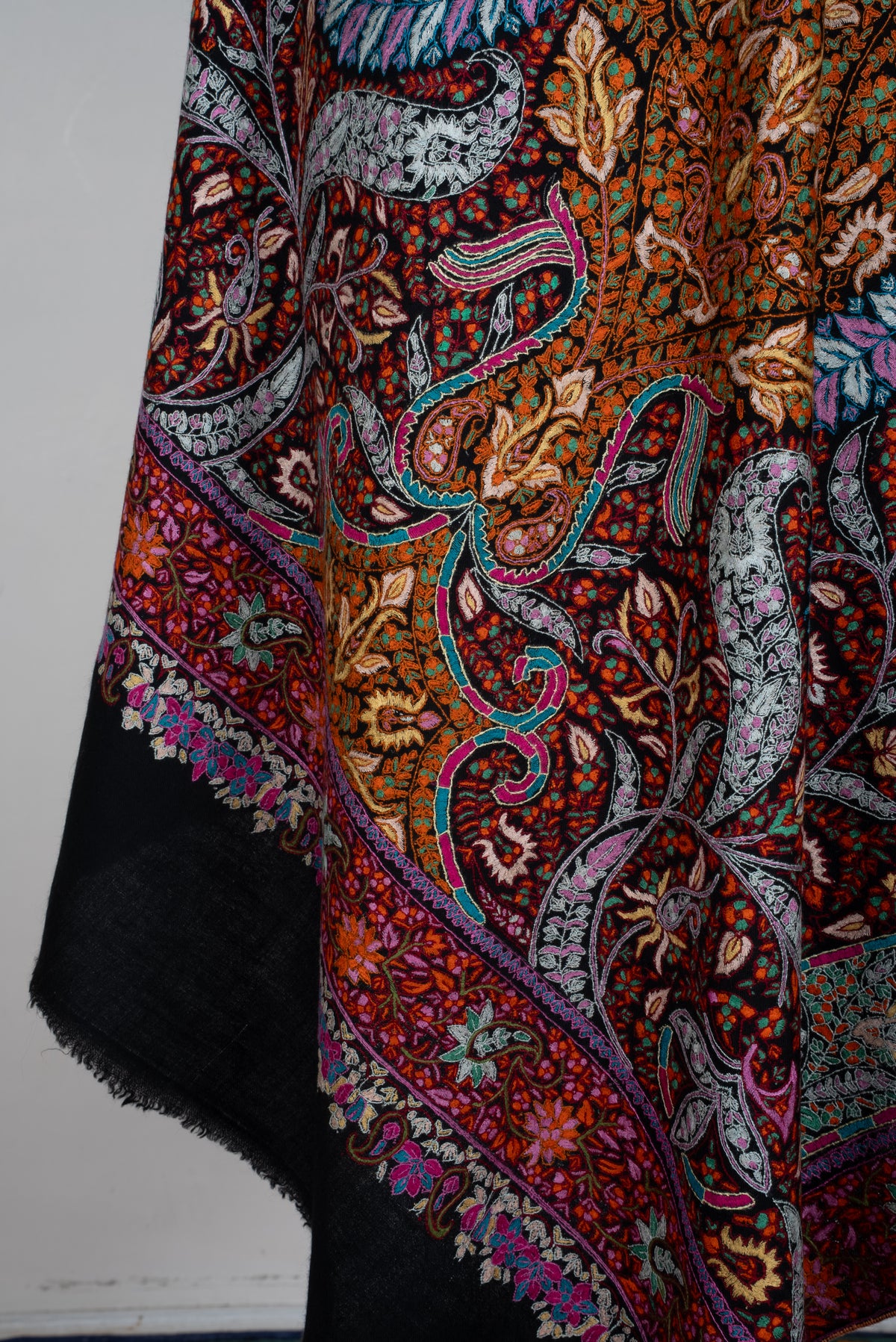 Kalamkari Pure Pashmina Hand Embroidered Shawl